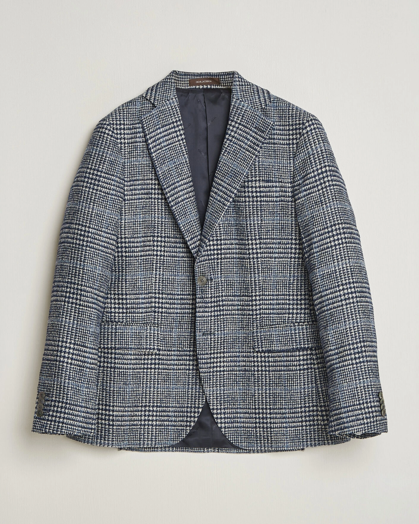 Herr | Kavajer | Oscar Jacobson | Fogerty Checked Wool/Alpaca Blazer Blue