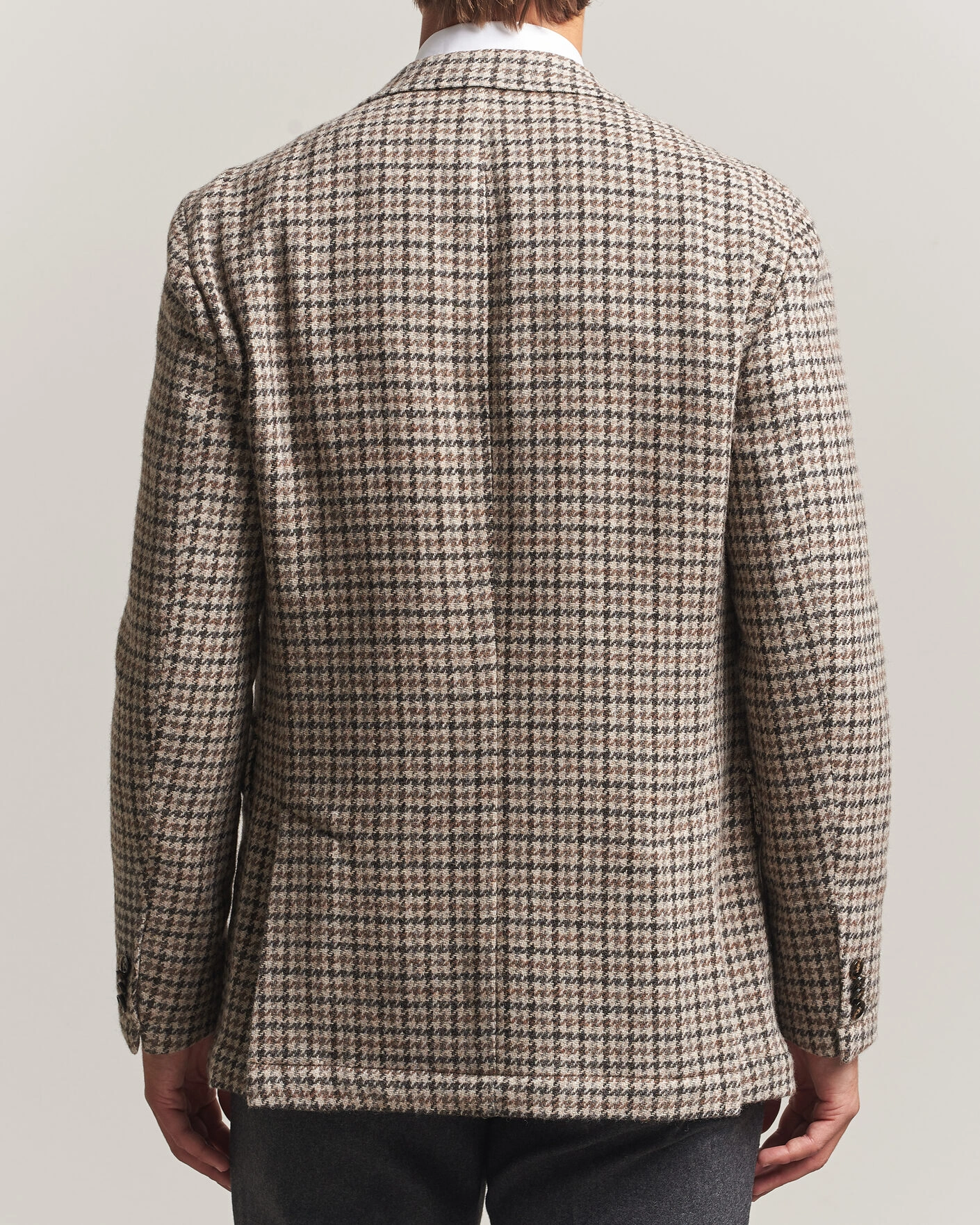 Herr | Kavajer | Oscar Jacobson | Fridolf Wool Houndstooth Patch Blazer Brown