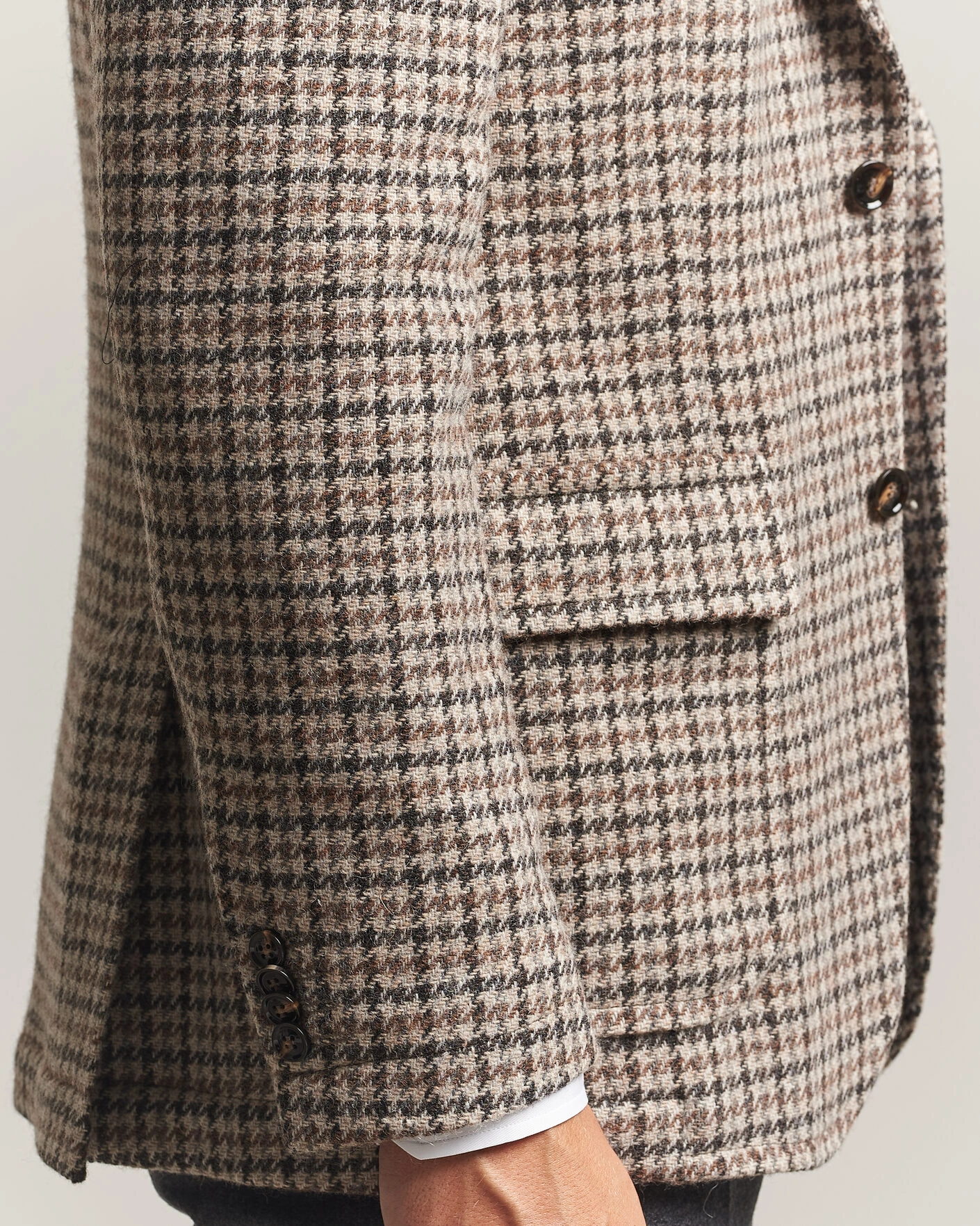 Herr | Kavajer | Oscar Jacobson | Fridolf Wool Houndstooth Patch Blazer Brown