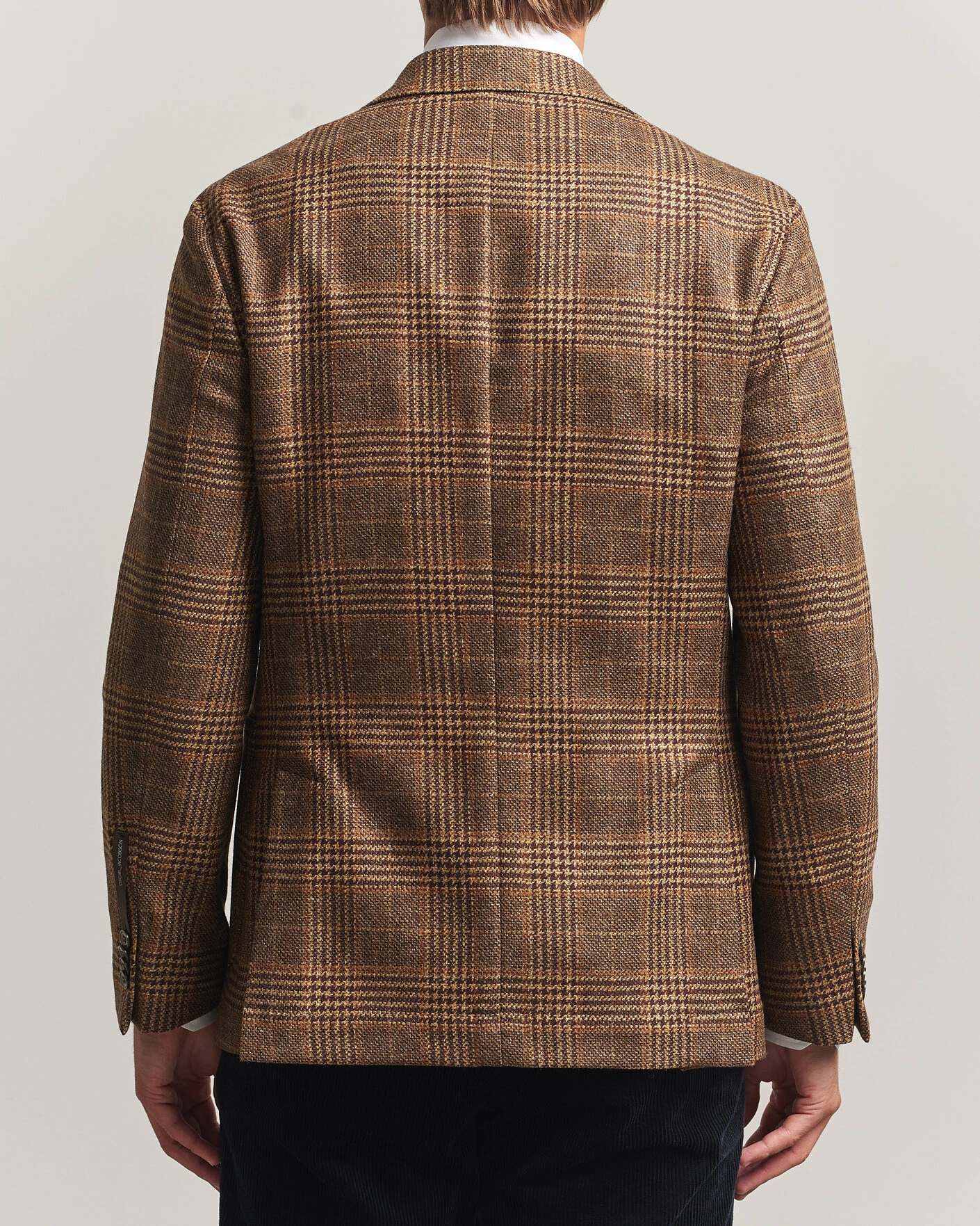 Herr | Kavajer | Oscar Jacobson | Ferry Patch Checked Wool/Cashmere Blazer Brown