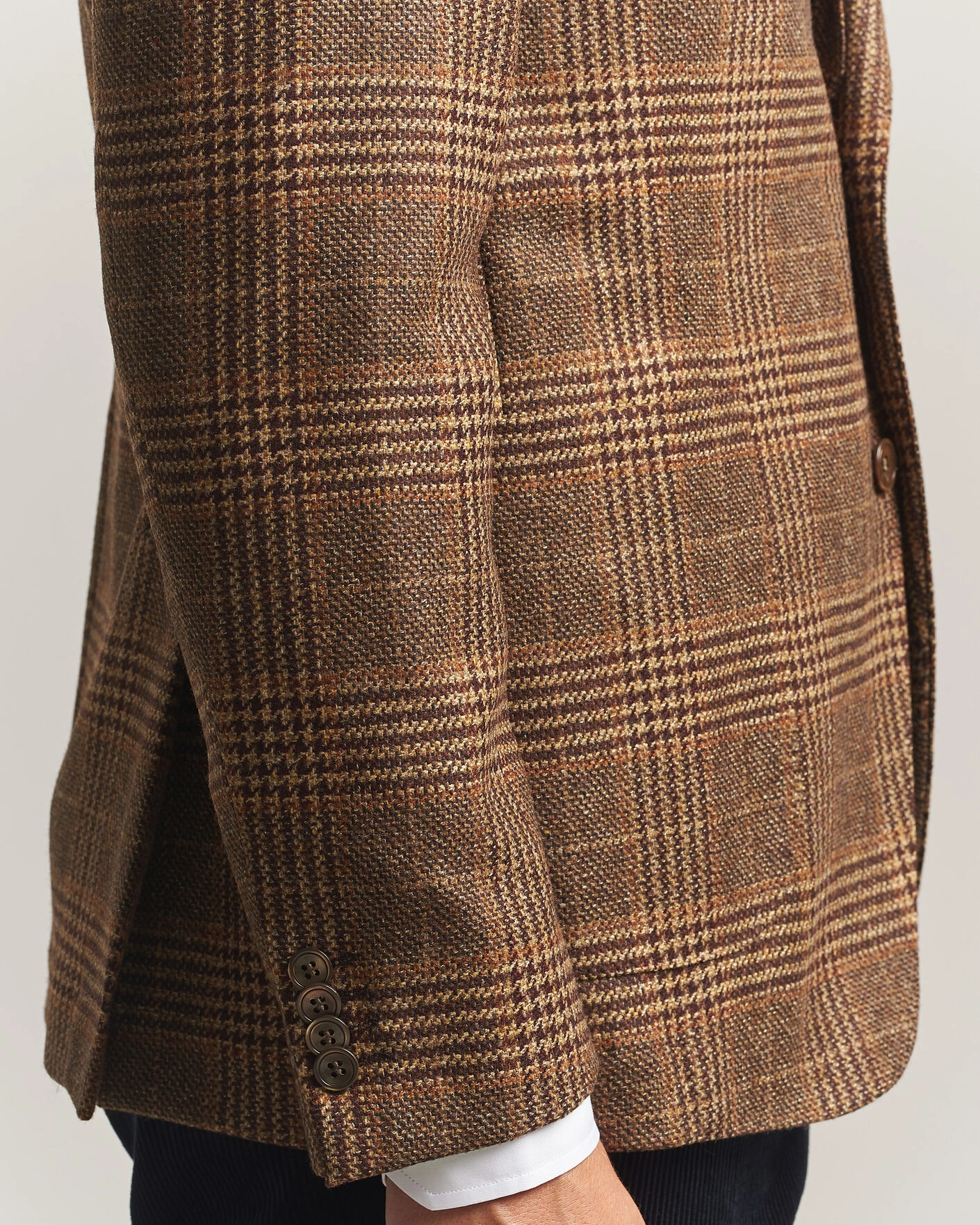 Herr | Kavajer | Oscar Jacobson | Ferry Patch Checked Wool/Cashmere Blazer Brown