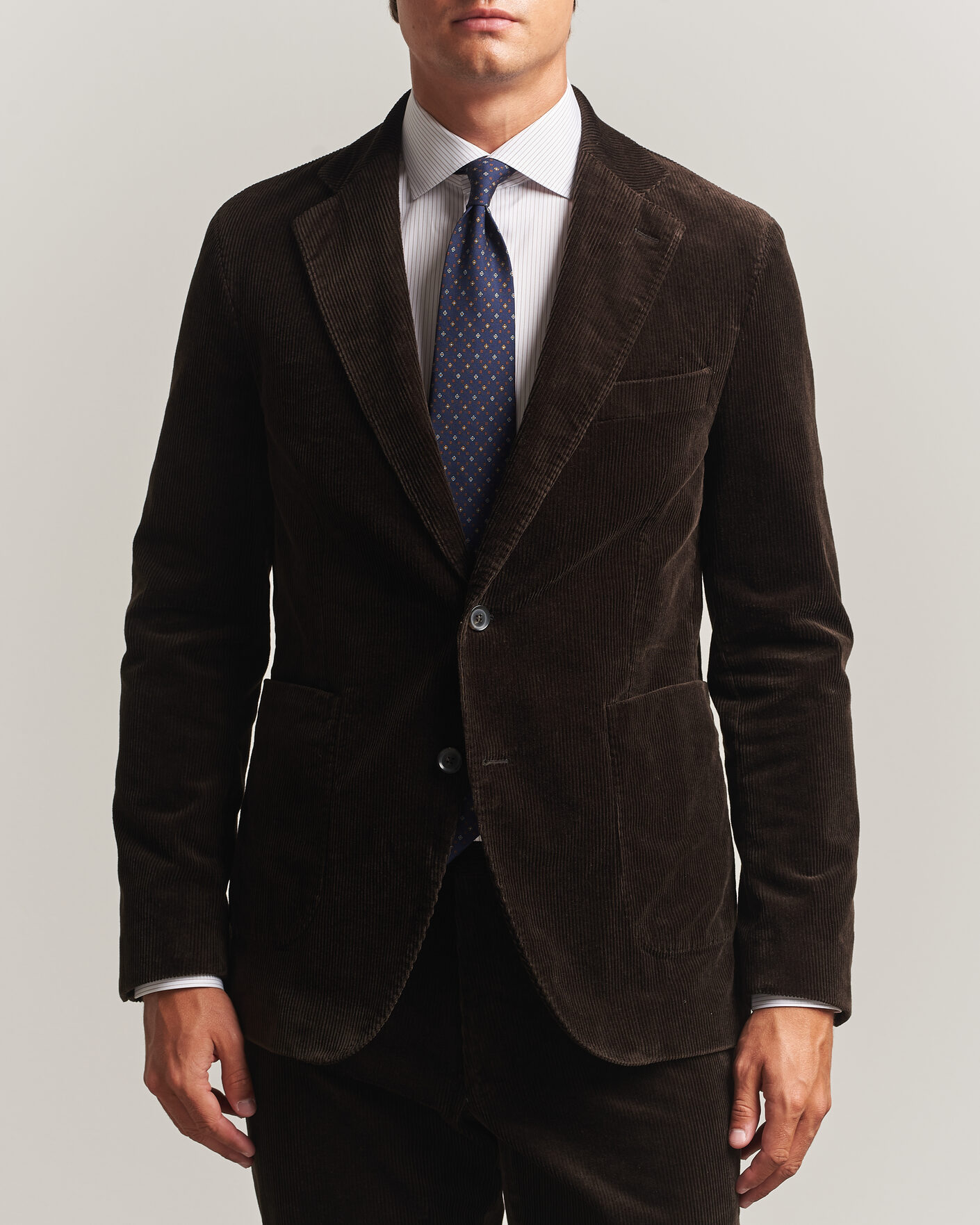 Herr | Kavajer | Oscar Jacobson | Fogerty Patch Pocket Cord Blazer Dark Brown