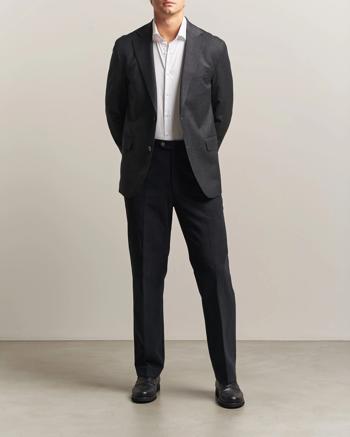 Herr | Kavajer | Oscar Jacobson | Fogerty Wool Flannel Blazer Charcoal