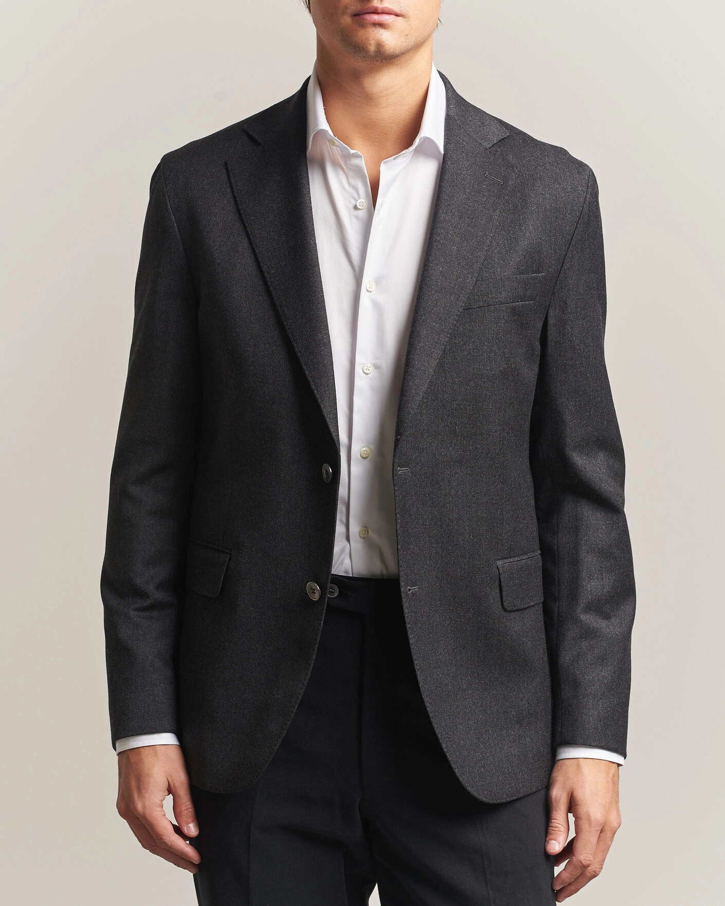 Herr | Kavajer | Oscar Jacobson | Fogerty Wool Flannel Blazer Charcoal