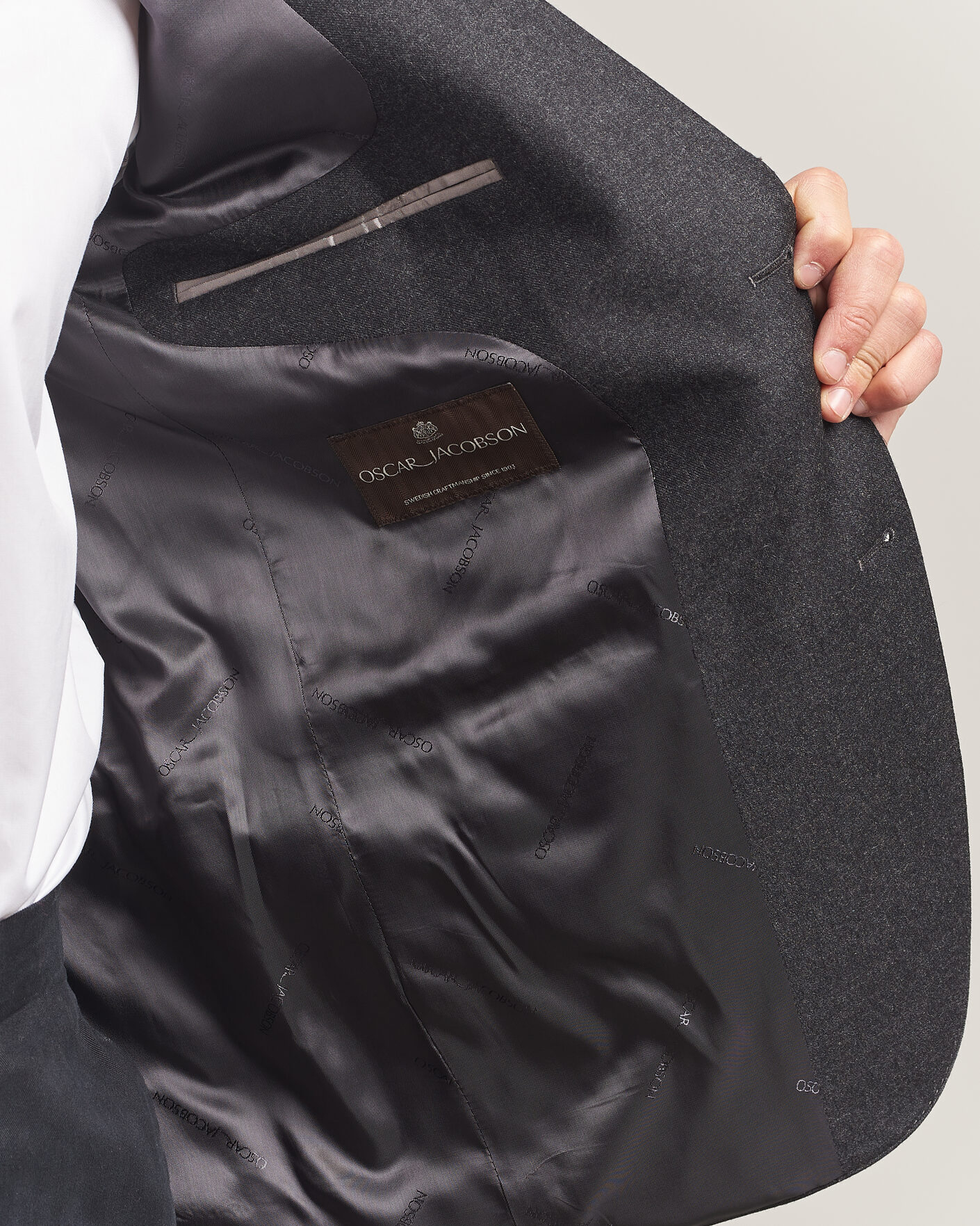 Herr | Kavajer | Oscar Jacobson | Fogerty Wool Flannel Blazer Charcoal
