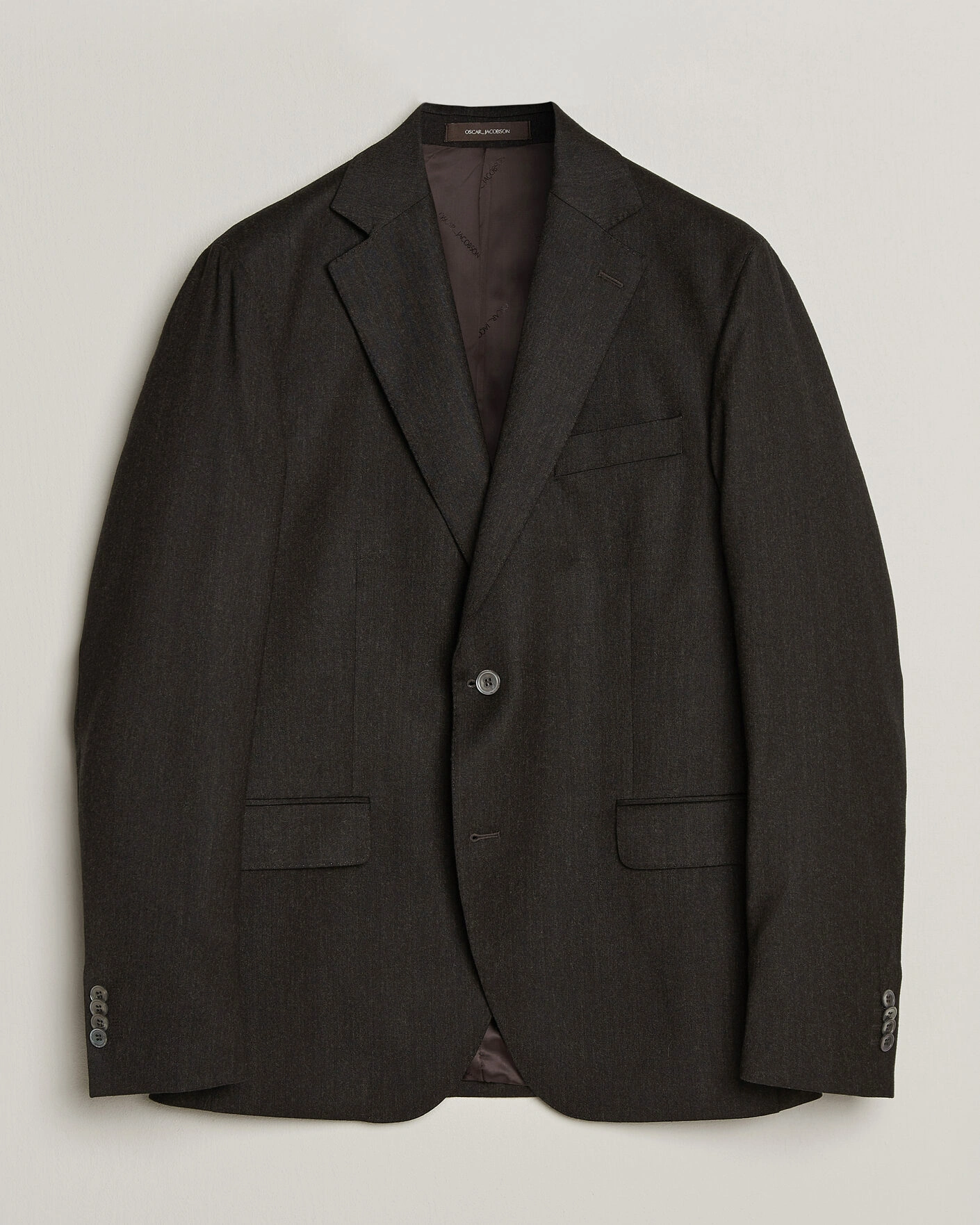 Herr | Kavajer | Oscar Jacobson | Fogerty Wool Flannel Blazer Brown