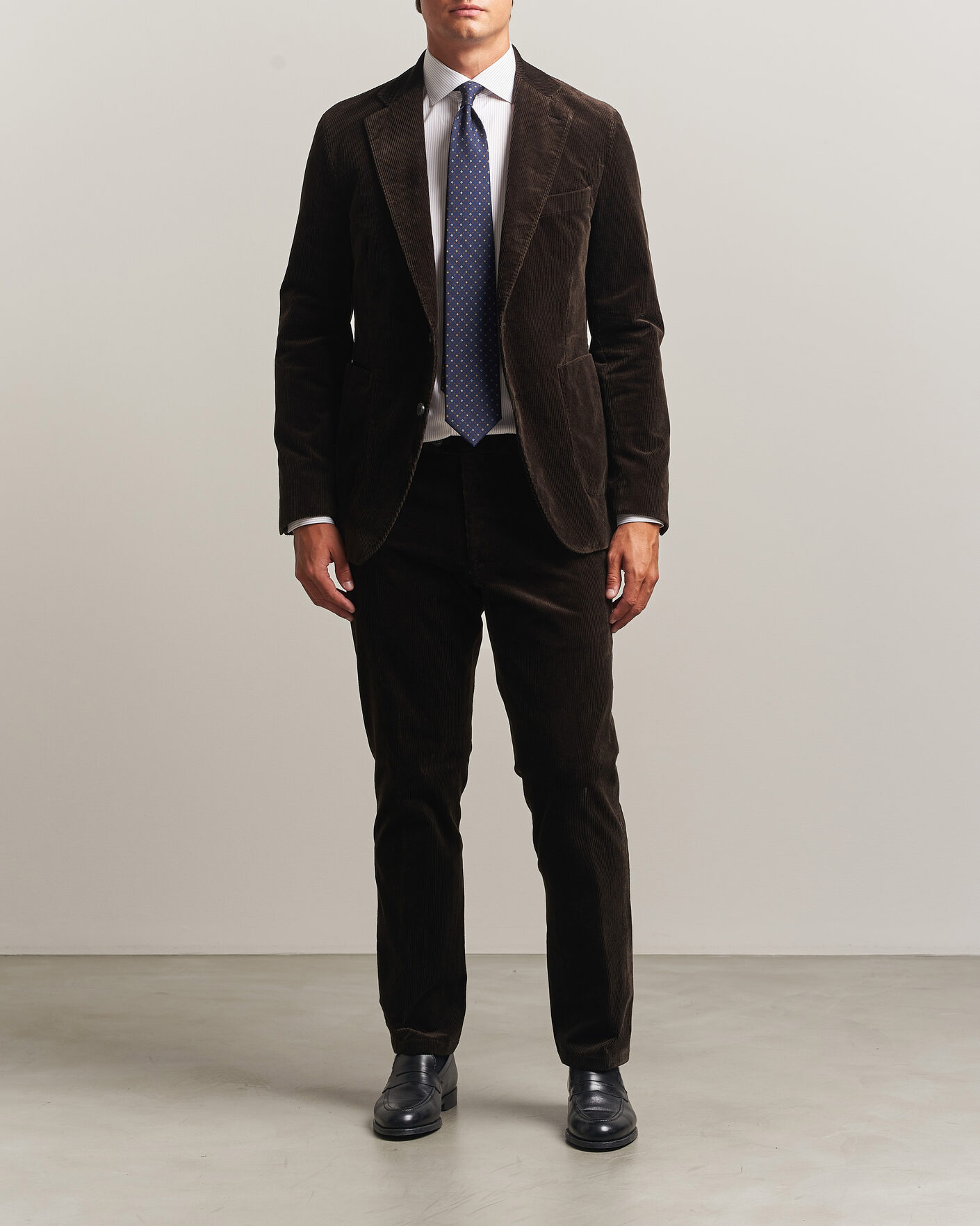 Herr | Byxor | Oscar Jacobson | Dandy Corduroy Trousers Dark Brown