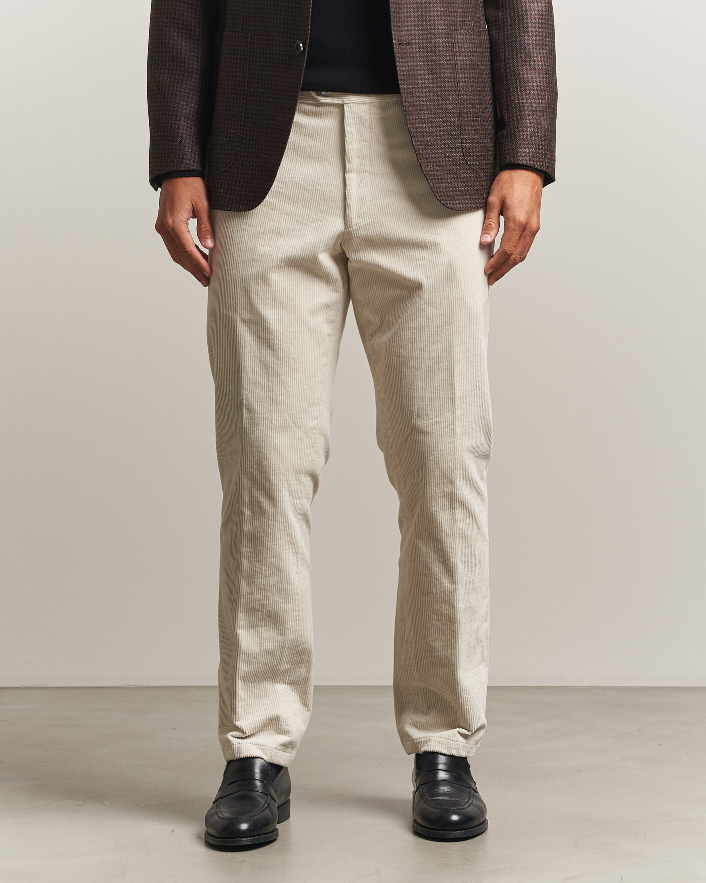 Herr | Byxor | Oscar Jacobson | Dandy Corduroy Trousers White