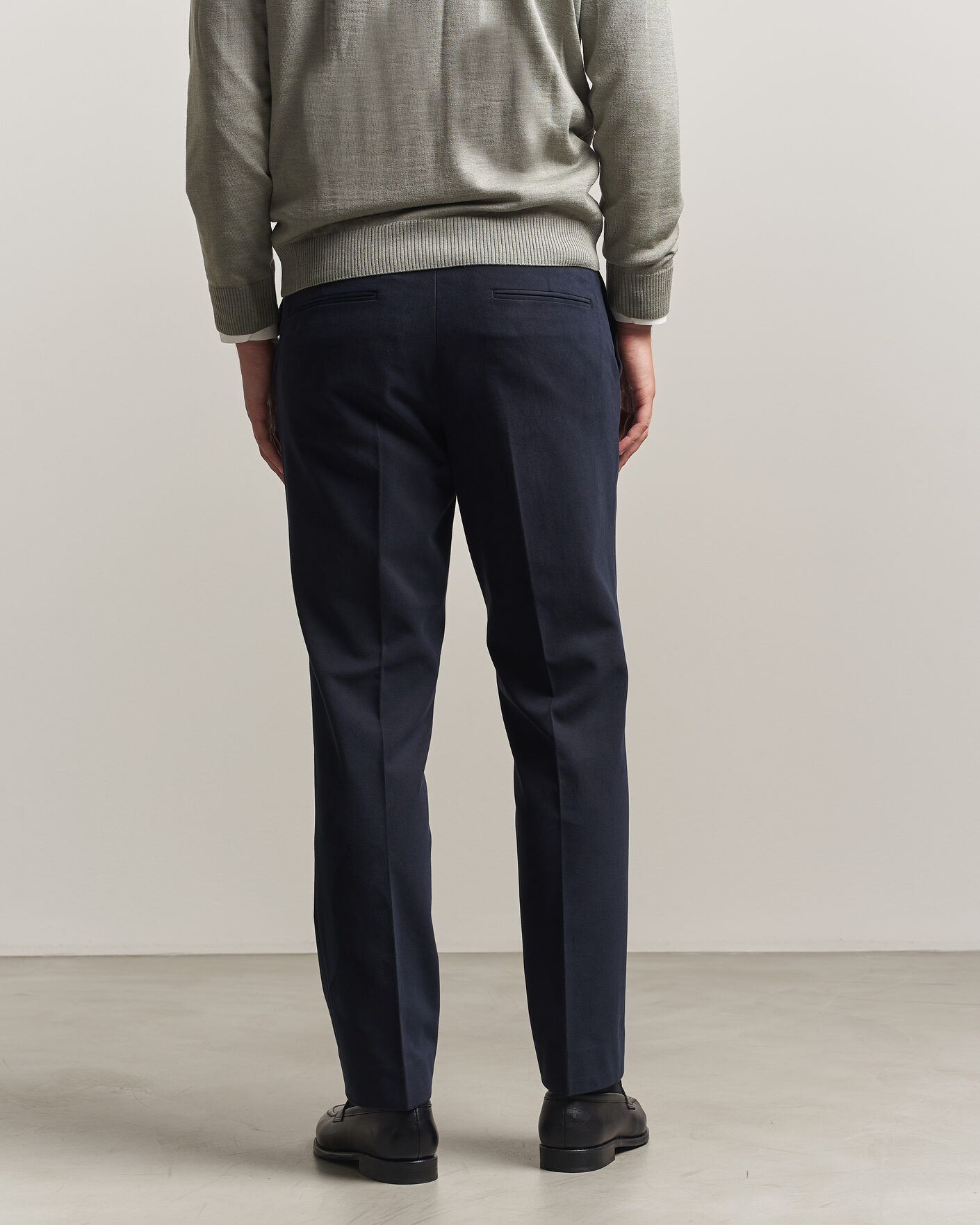 Herr | Byxor | Oscar Jacobson | Dandy Brushed Cotton Trousers Blue