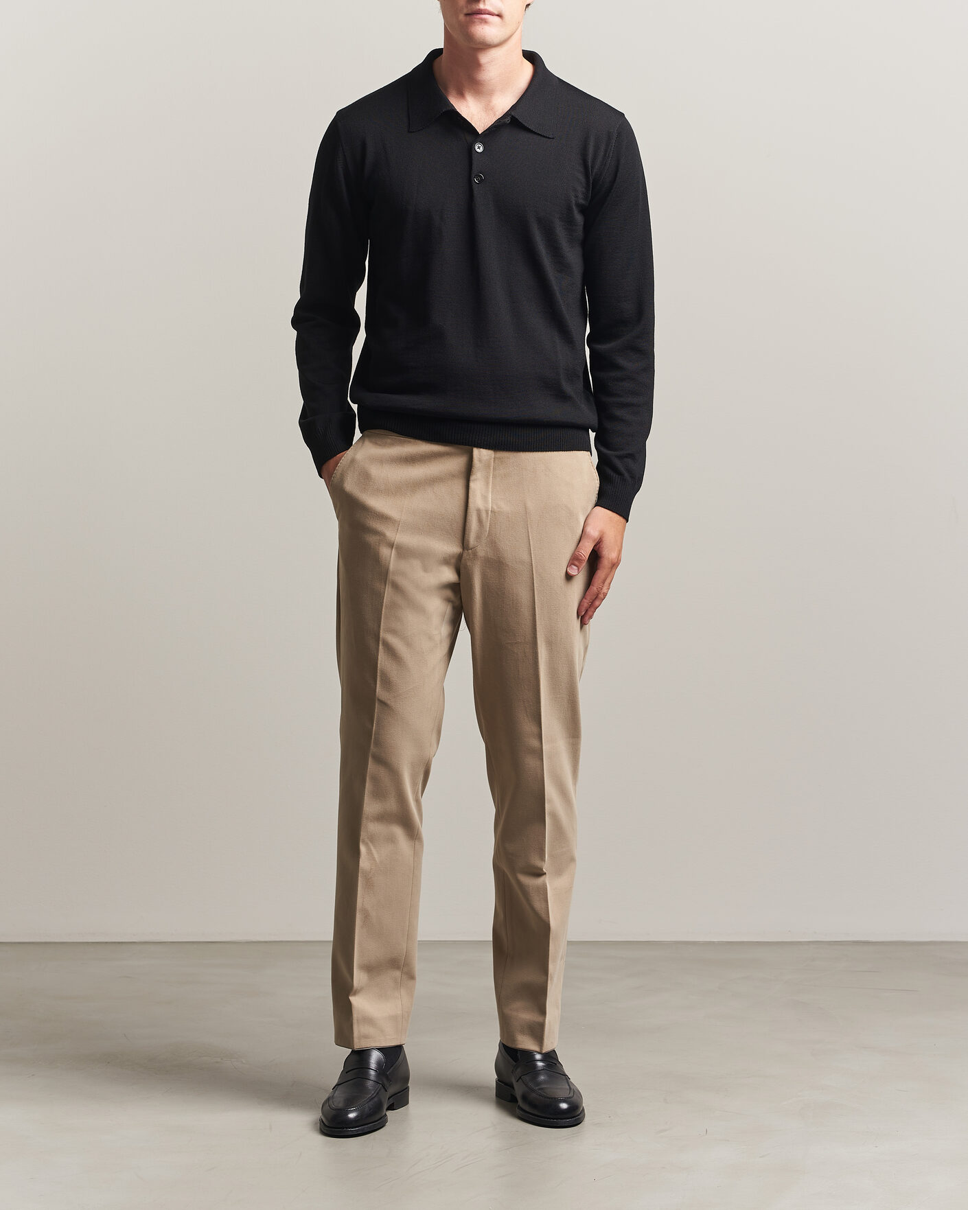 Herr | Byxor | Oscar Jacobson | Dandy Brushed Cotton Trousers Beige