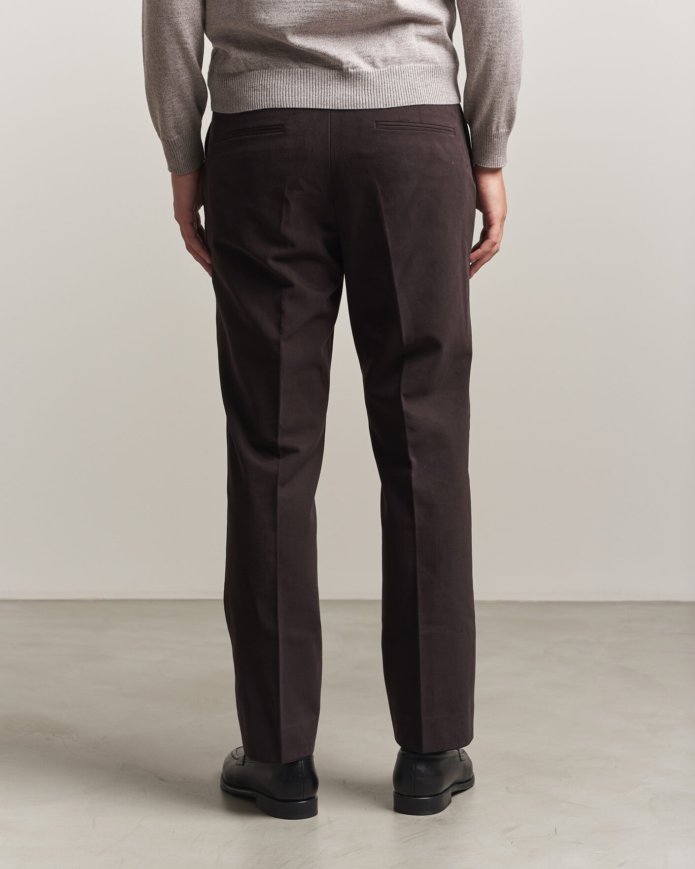 Herr | Byxor | Oscar Jacobson | Dandy Brushed Cotton Trousers Brown