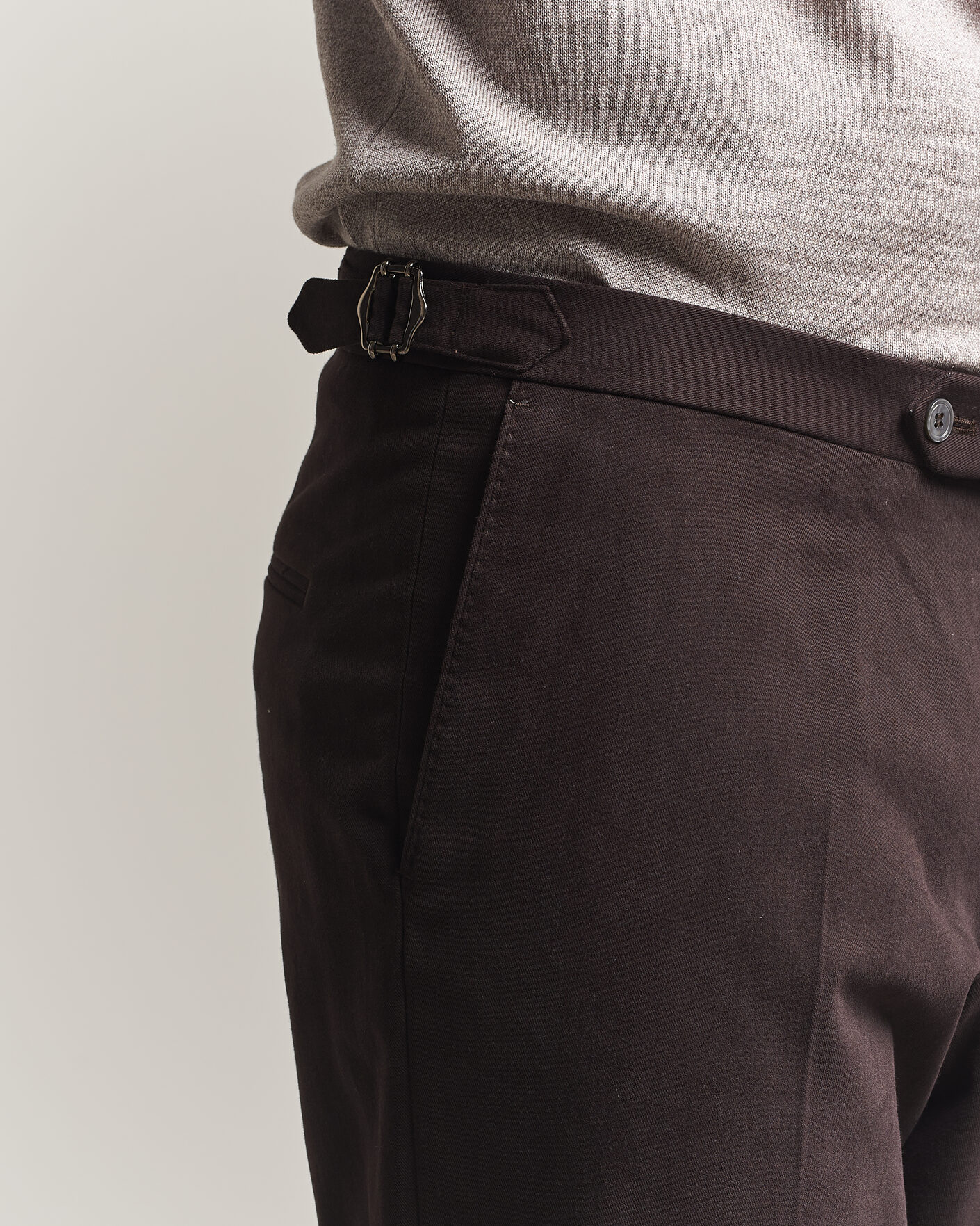 Herr | Byxor | Oscar Jacobson | Dandy Brushed Cotton Trousers Brown
