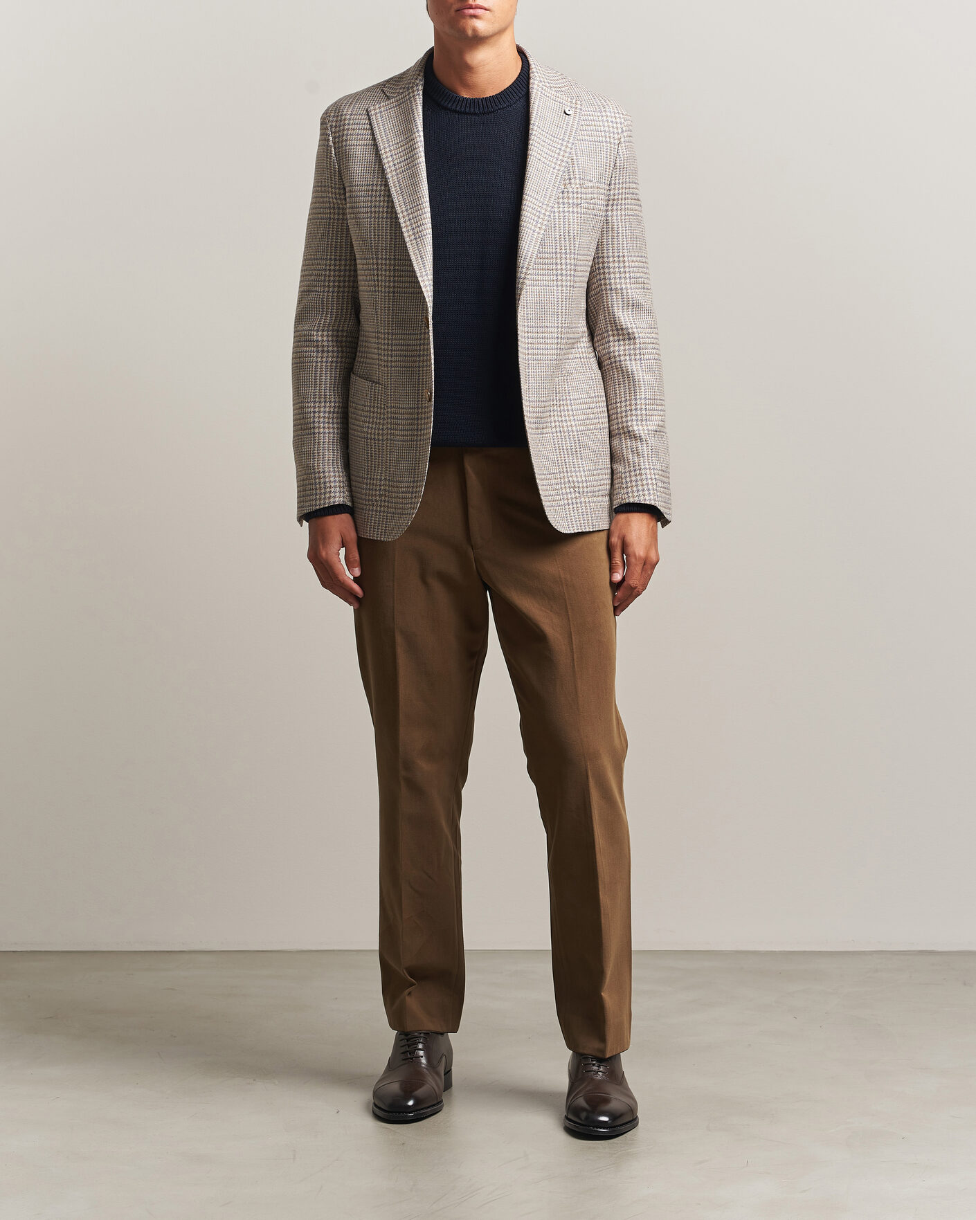 Herr | Byxor | Oscar Jacobson | Dandy Brushed Cotton Trousers Camel