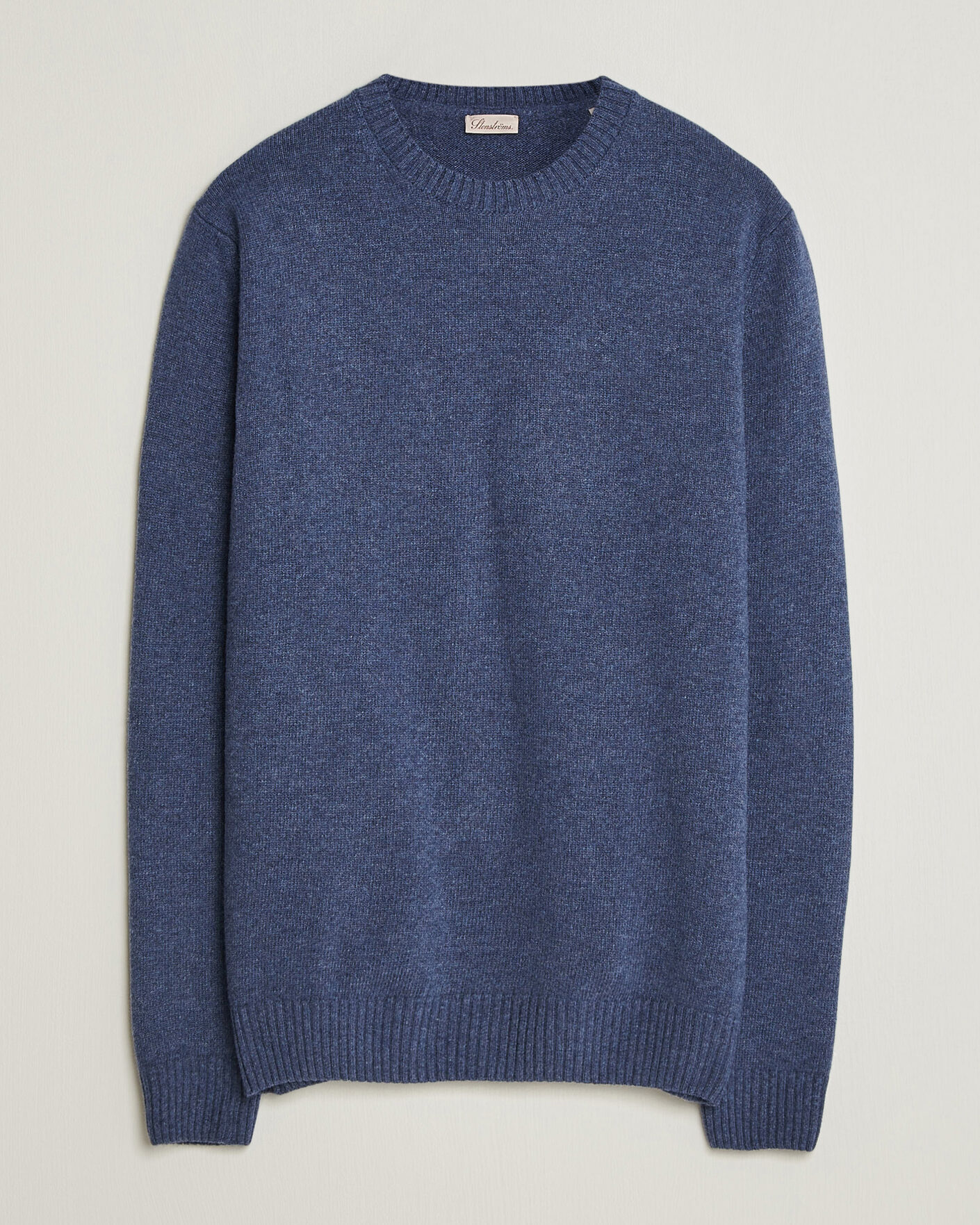 Herr | Tröjor | Stenströms | Brushed Merino Crew Neck Blue