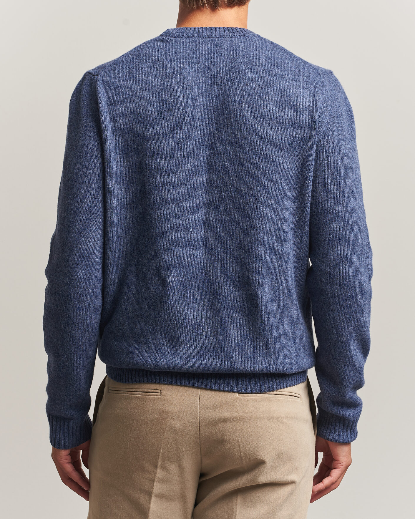 Herr | Tröjor | Stenströms | Brushed Merino Crew Neck Blue