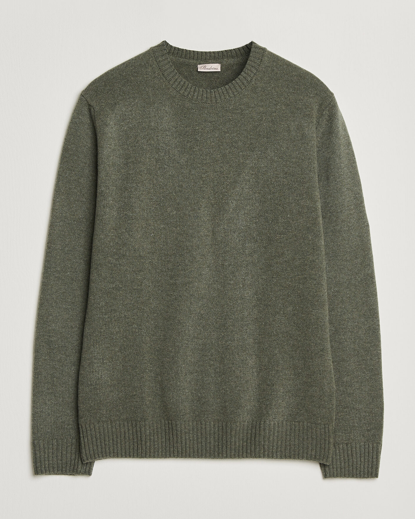 Herr | Tröjor | Stenströms | Brushed Merino Crew Neck Green