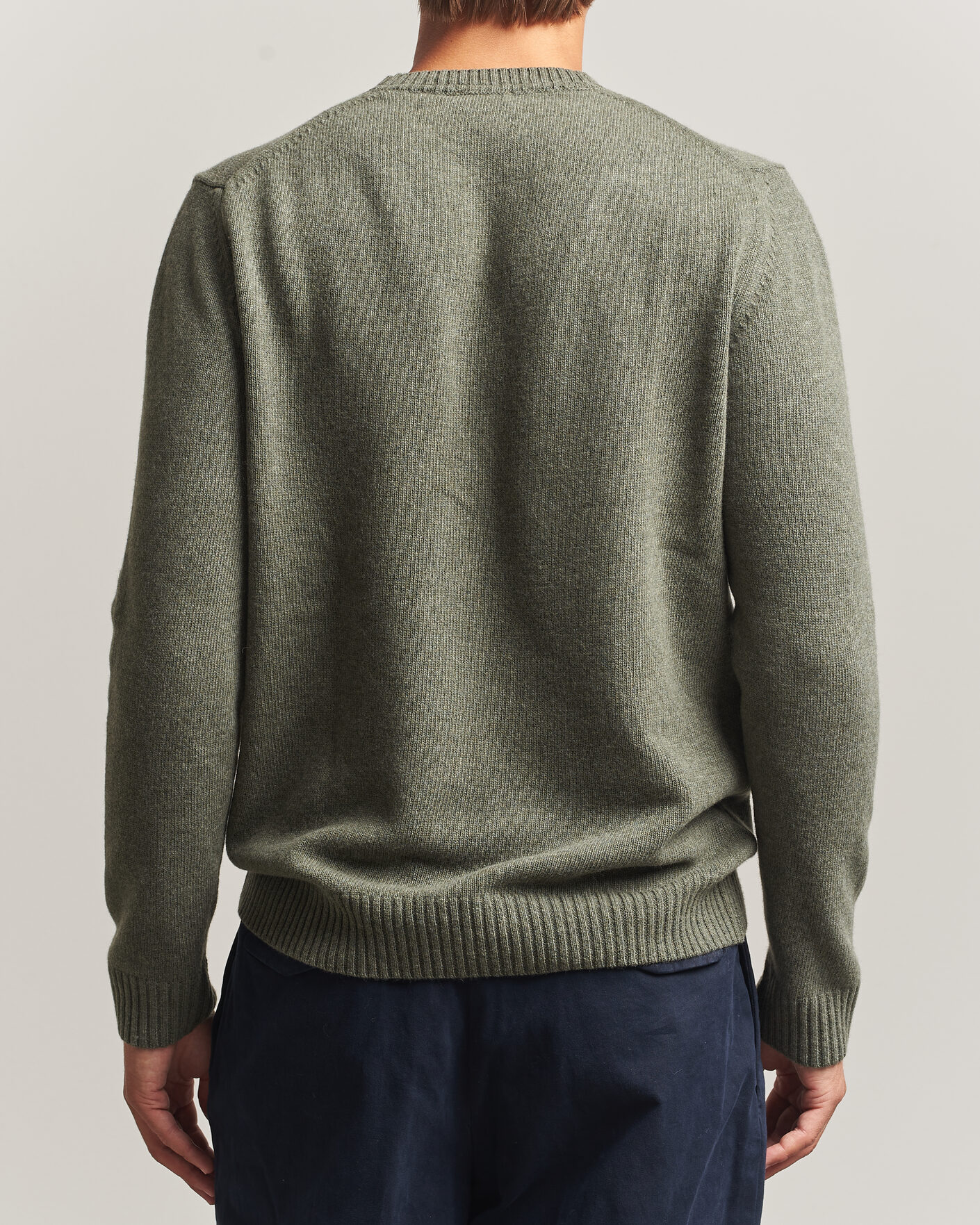 Herr | Tröjor | Stenströms | Brushed Merino Crew Neck Green