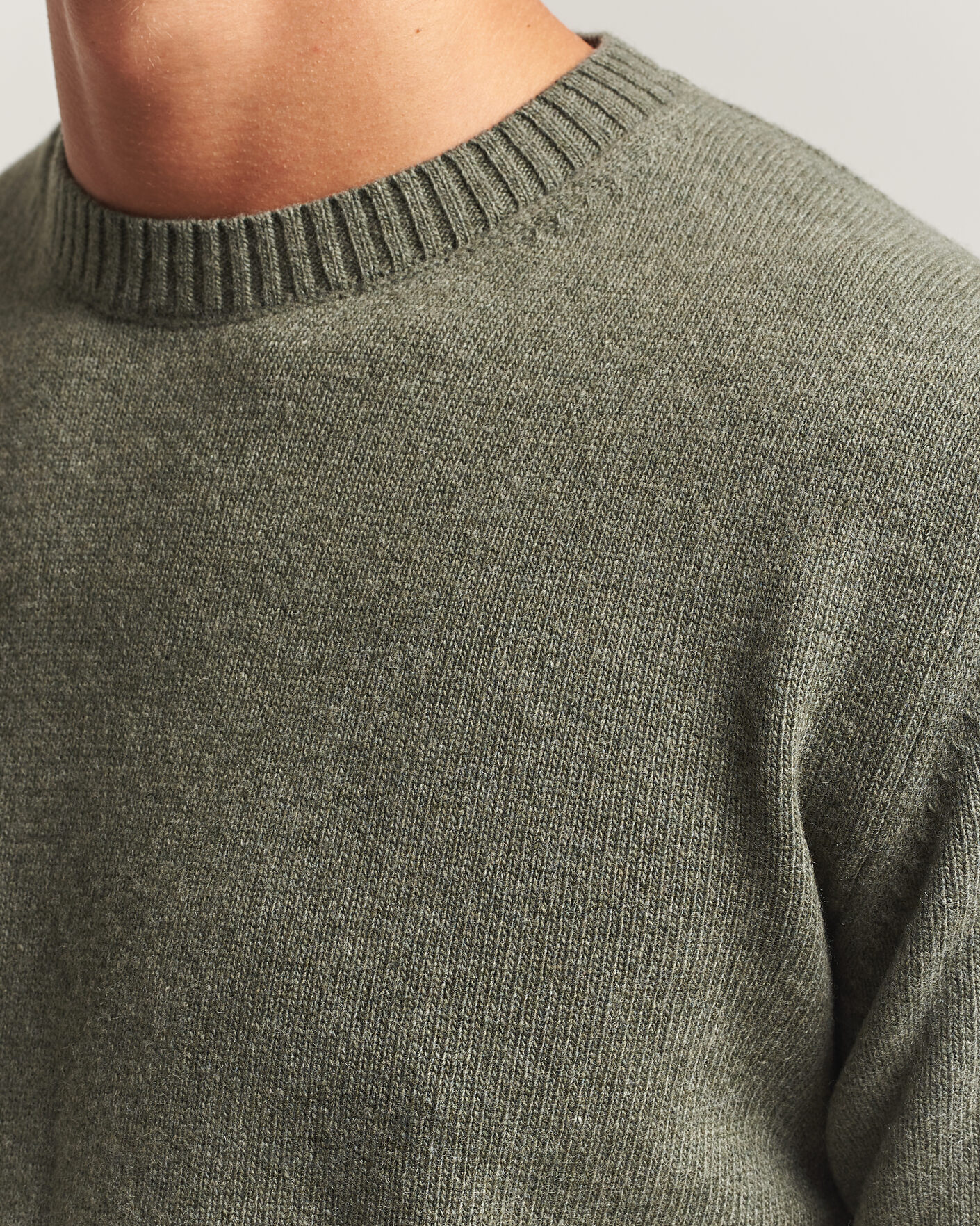 Herr | Tröjor | Stenströms | Brushed Merino Crew Neck Green