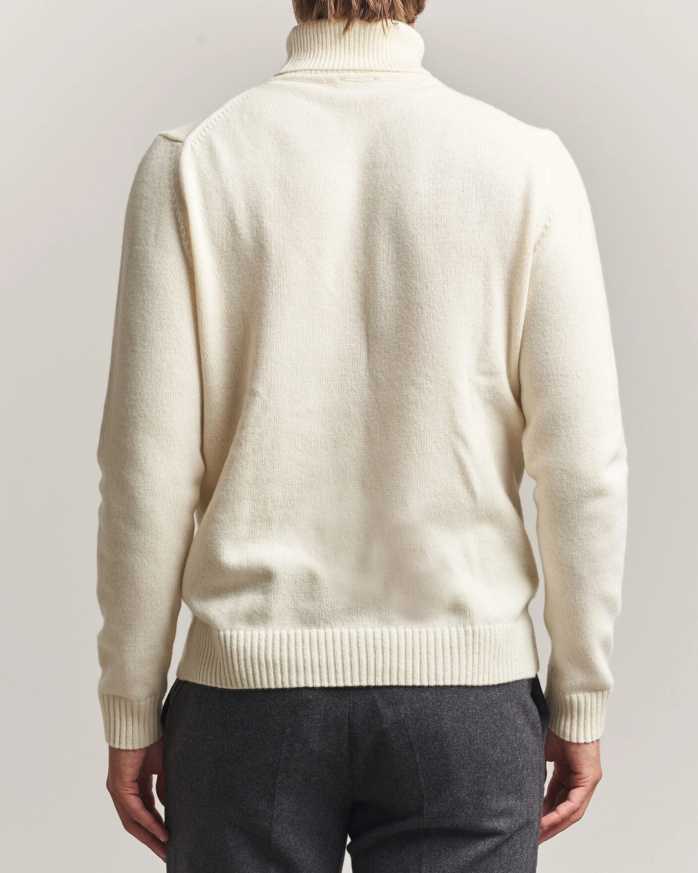 Herr | Tröjor | Stenströms | Brushed Merino Rollneck Off White