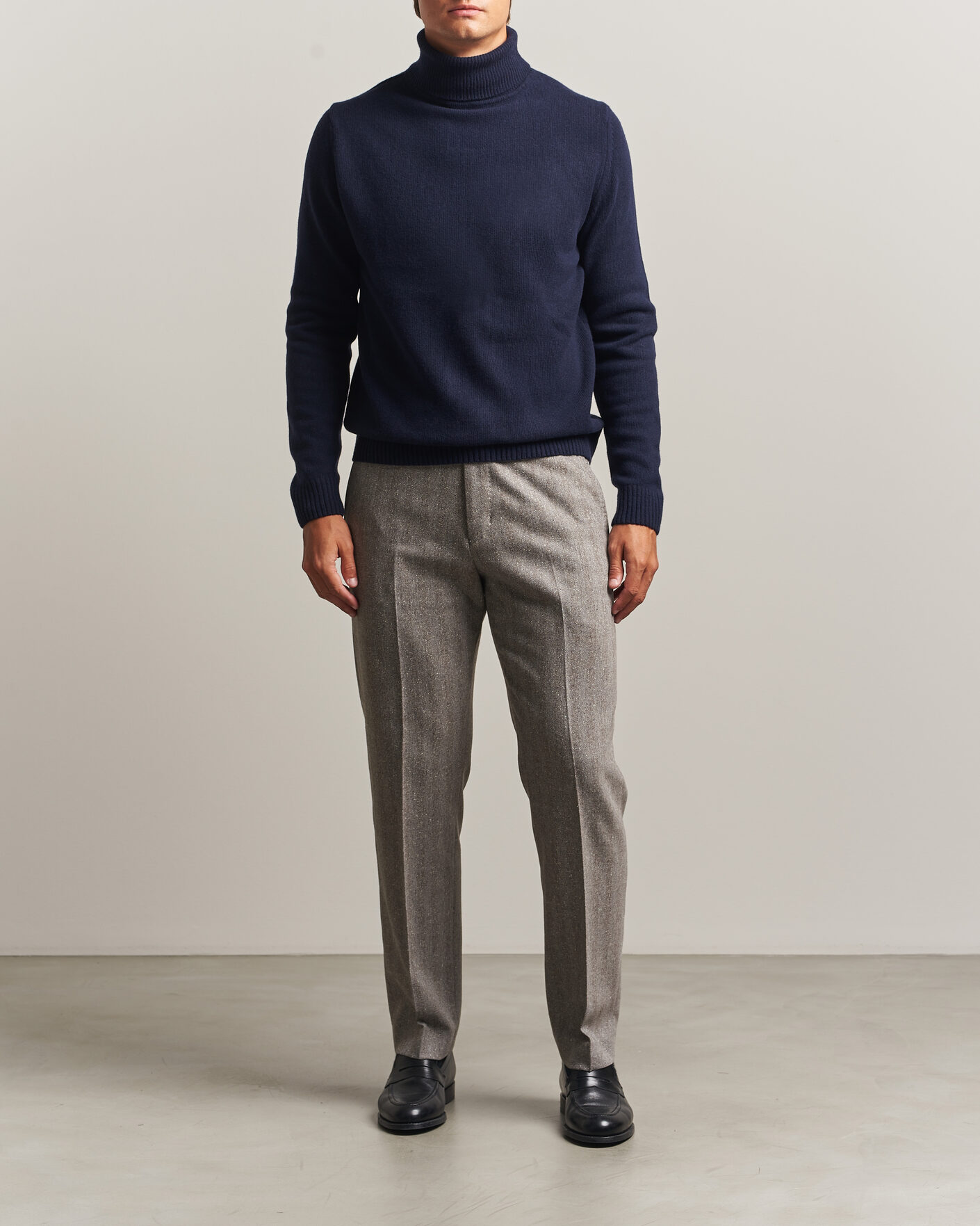 Herr | Tröjor | Stenströms | Brushed Merino Rollneck Navy