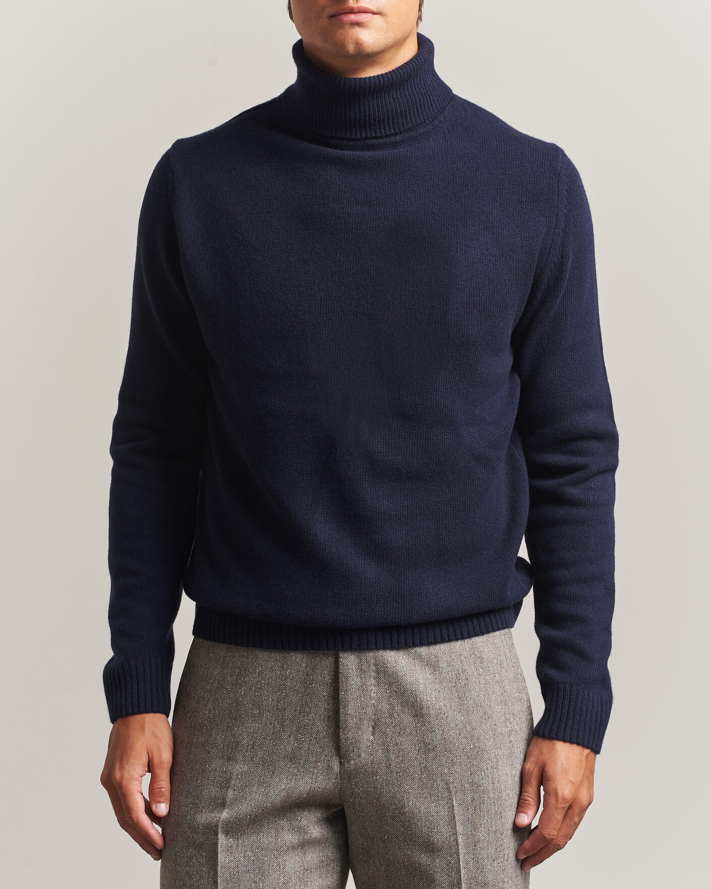 Herr | Tröjor | Stenströms | Brushed Merino Rollneck Navy