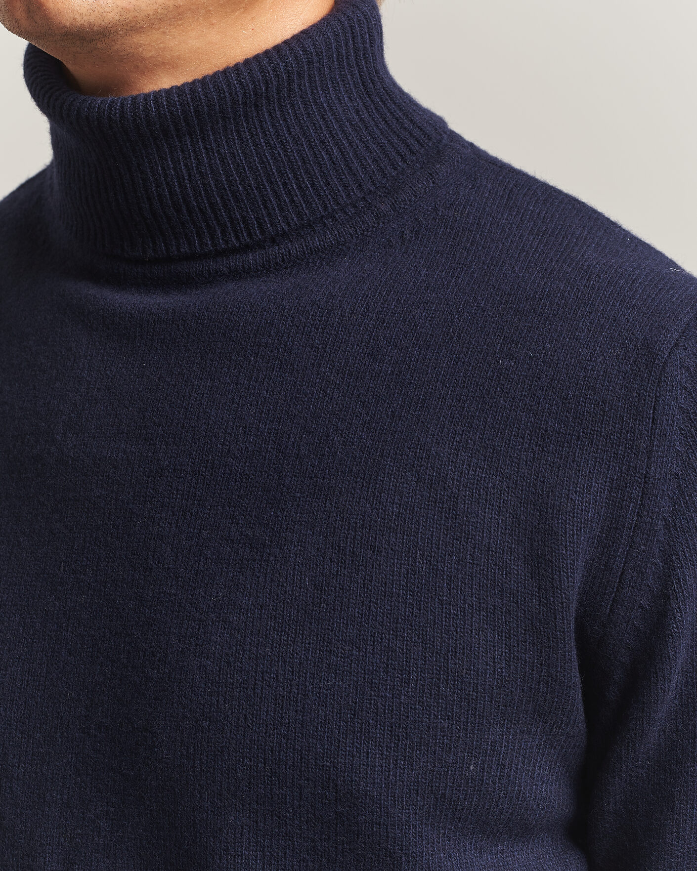 Herr | Tröjor | Stenströms | Brushed Merino Rollneck Navy