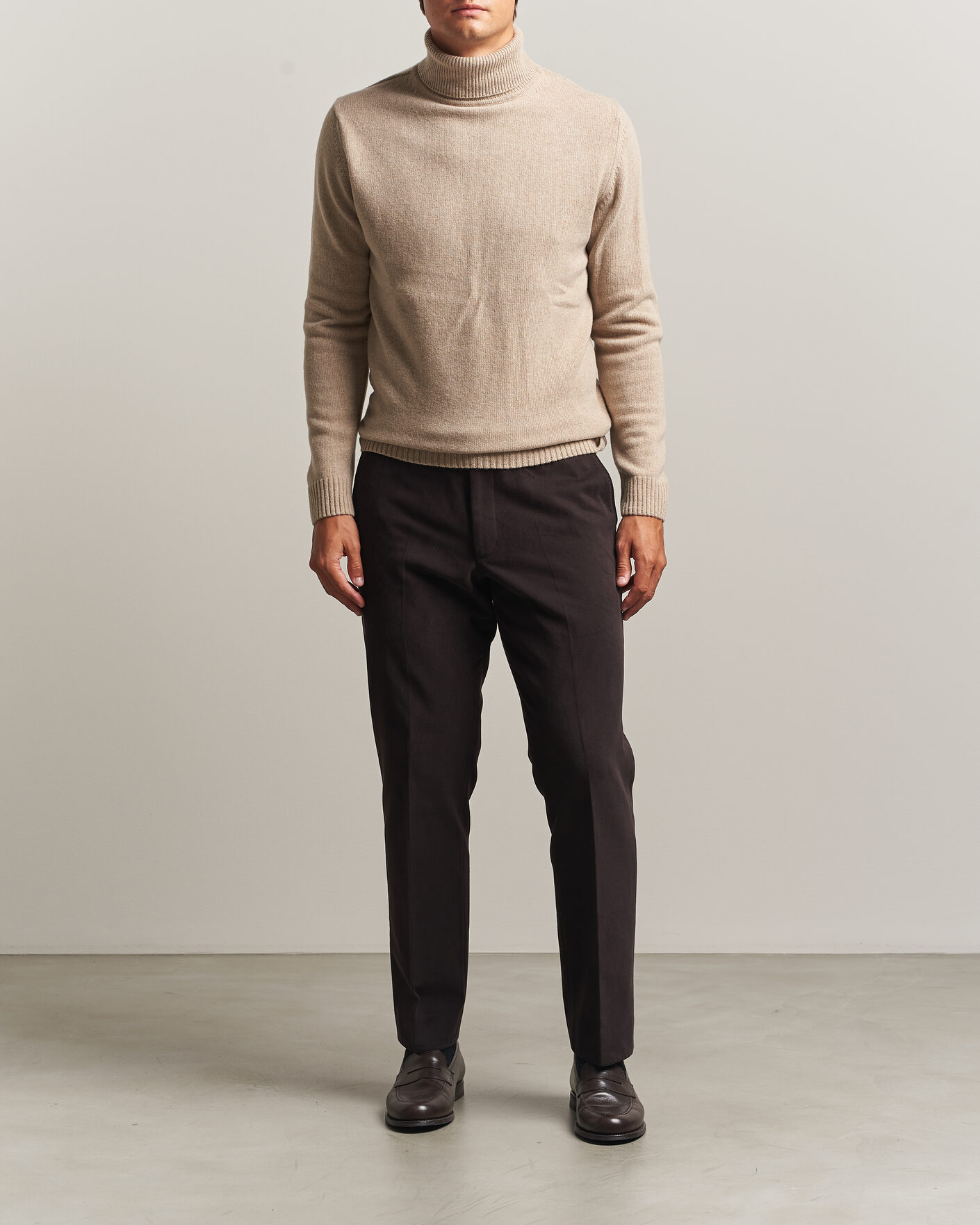 Herr | Tröjor | Stenströms | Brushed Merino Rollneck Beige