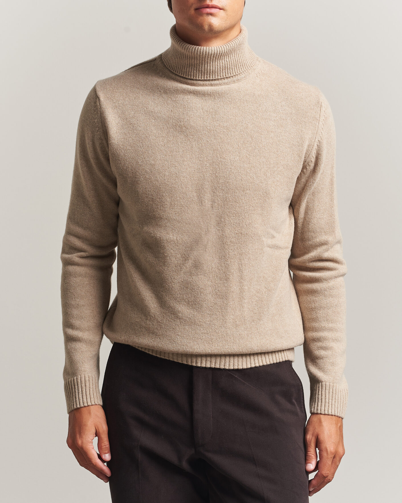 Herr | Tröjor | Stenströms | Brushed Merino Rollneck Beige