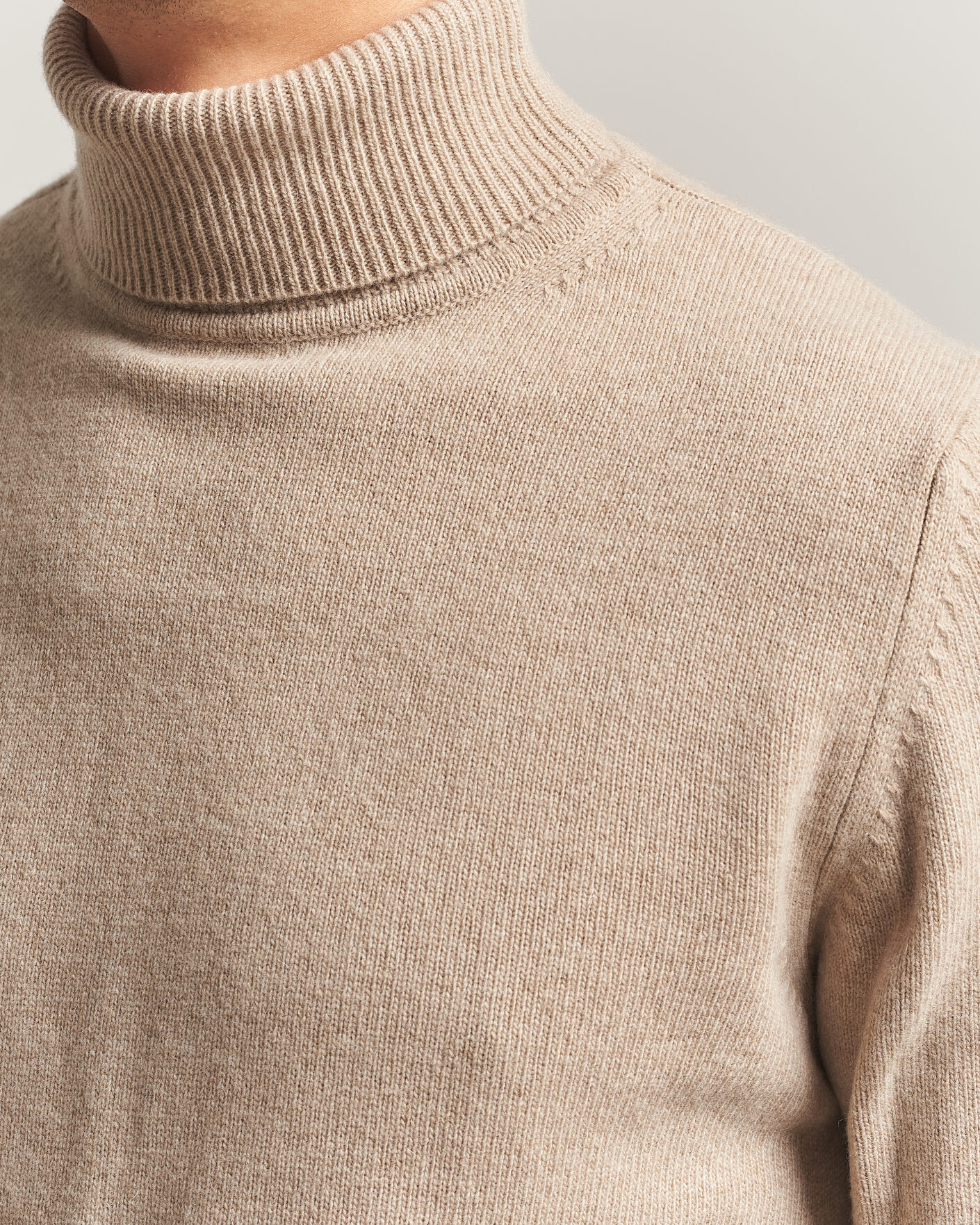 Herr | Tröjor | Stenströms | Brushed Merino Rollneck Beige