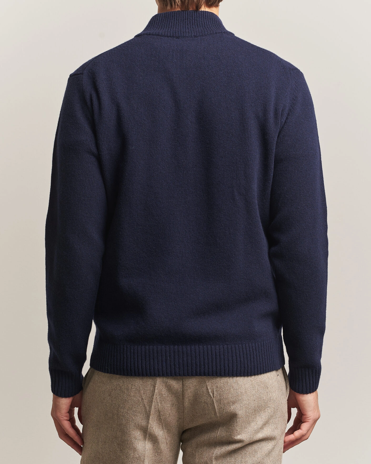 Herr | Tröjor | Stenströms | Brushed Merino Half-Zip Navy