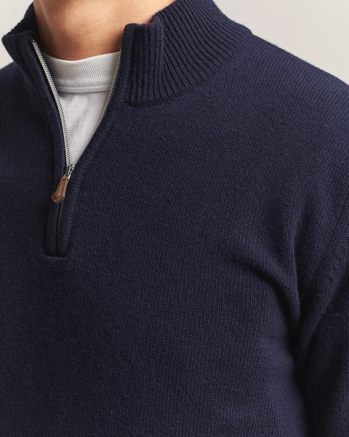 Herr | Tröjor | Stenströms | Brushed Merino Half-Zip Navy