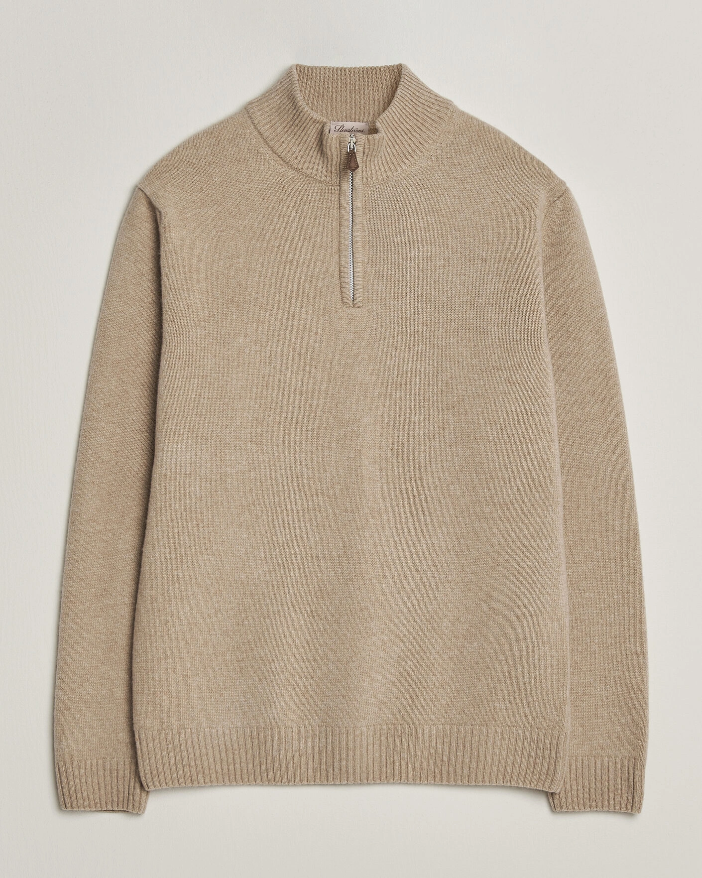 Herr | Tröjor | Stenströms | Brushed Merino Half-Zip Beige