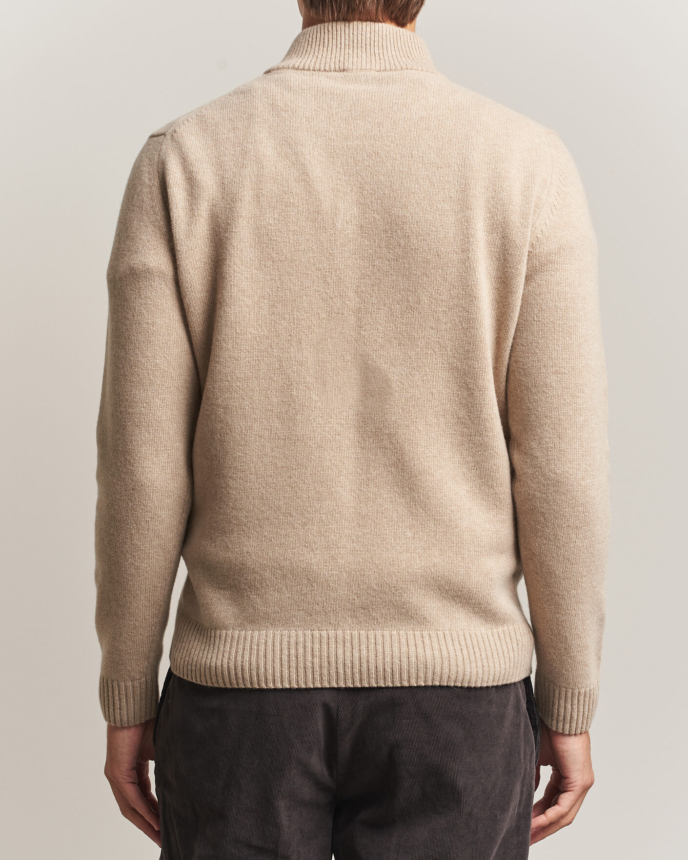 Herr | Tröjor | Stenströms | Brushed Merino Half-Zip Beige