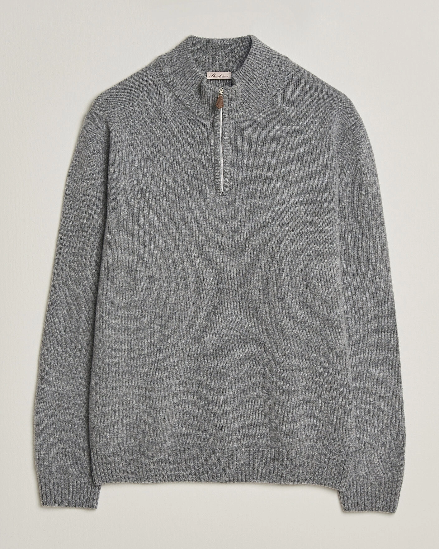 Herr | Tröjor | Stenströms | Brushed Merino Half-Zip Grey