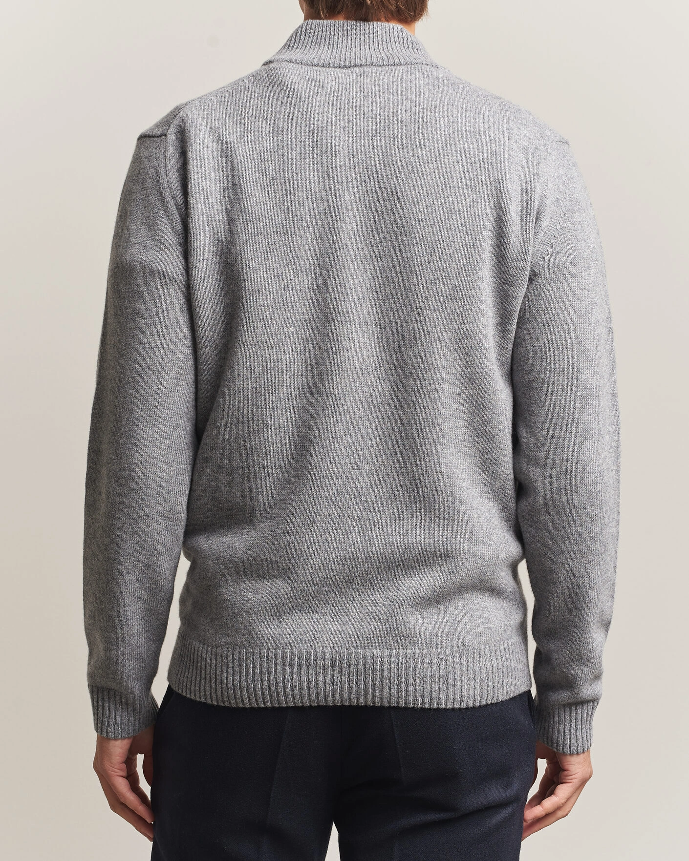 Herr | Tröjor | Stenströms | Brushed Merino Half-Zip Grey