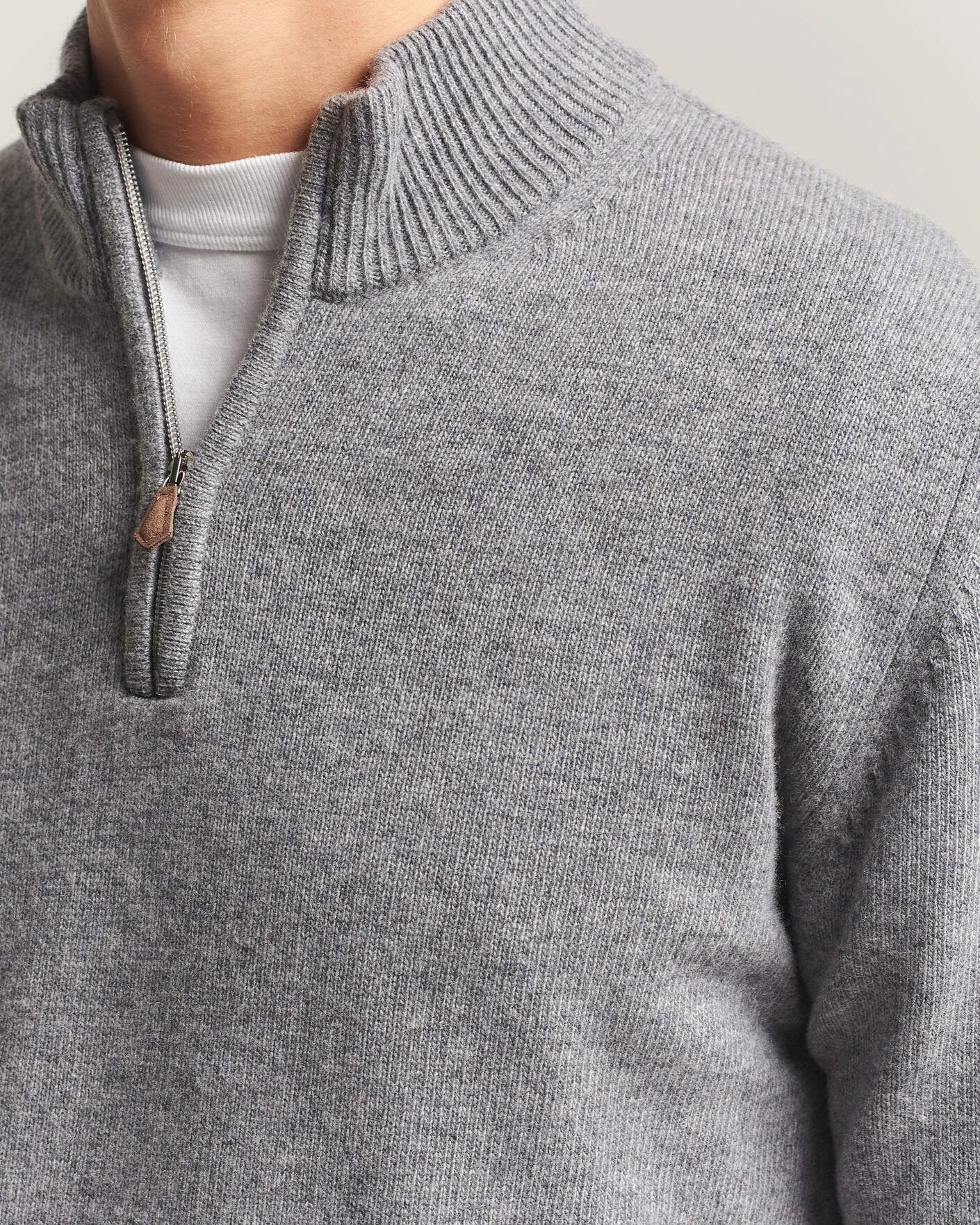 Herr | Tröjor | Stenströms | Brushed Merino Half-Zip Grey