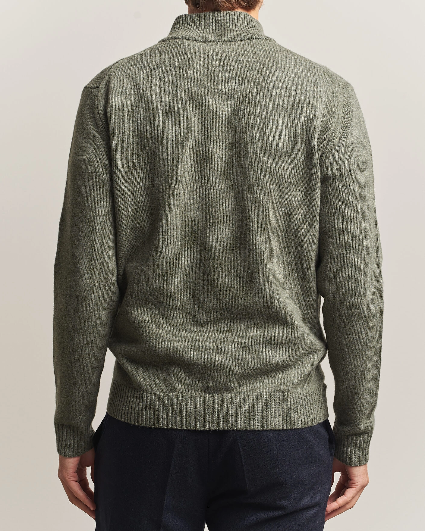 Herr | Tröjor | Stenströms | Brushed Merino Half-Zip Green