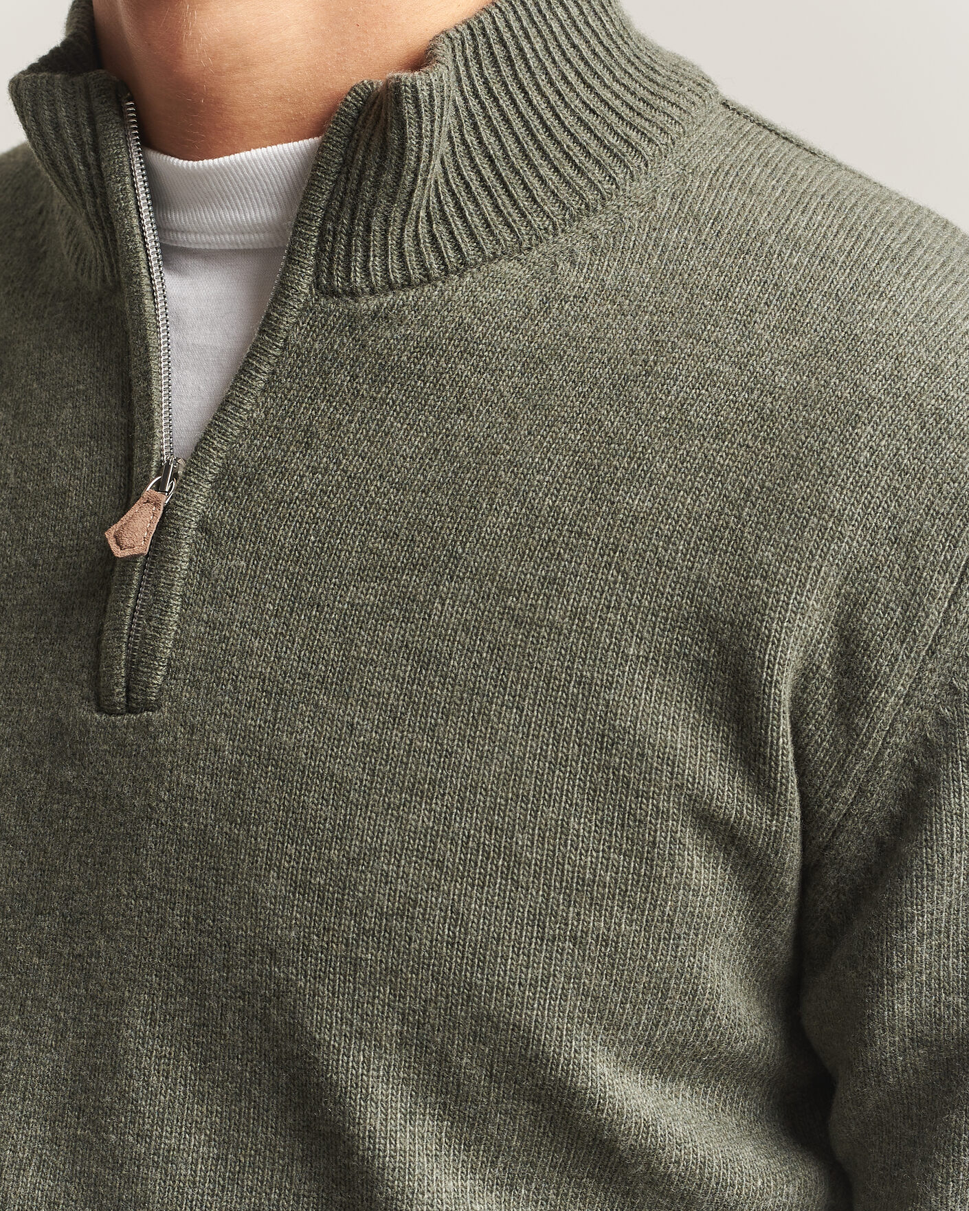 Herr | Tröjor | Stenströms | Brushed Merino Half-Zip Green