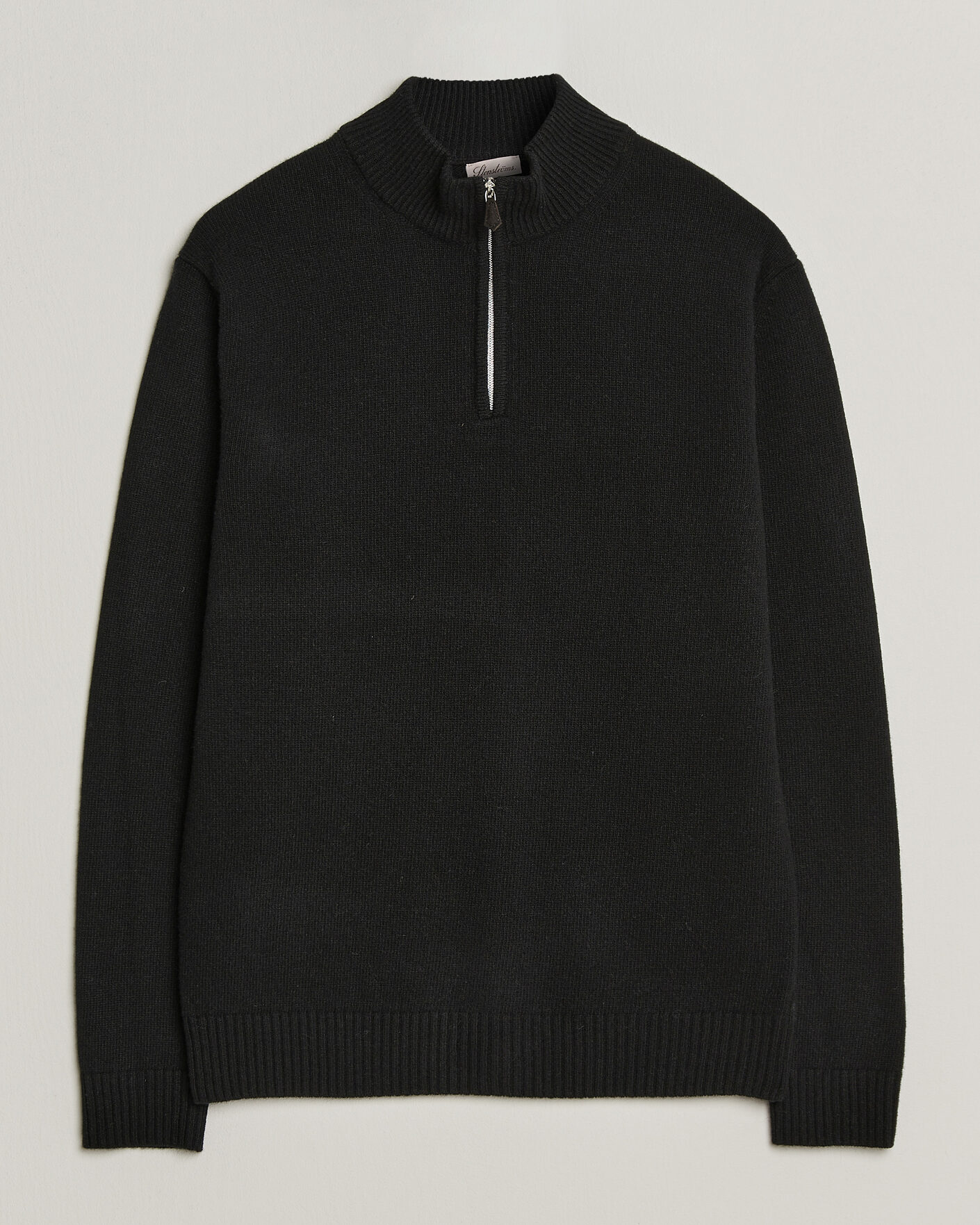 Herr | Tröjor | Stenströms | Brushed Merino Half-Zip Black