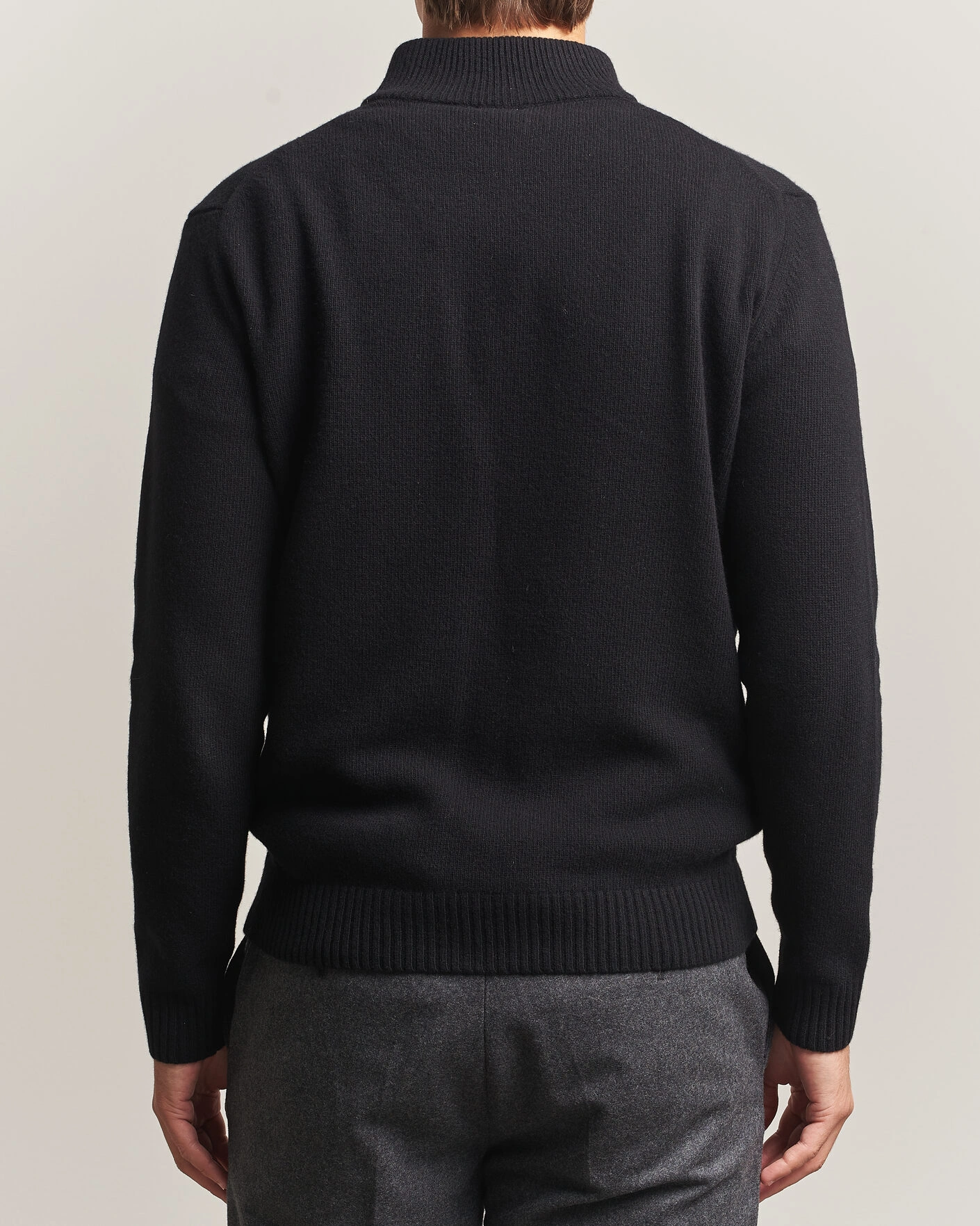Herr | Tröjor | Stenströms | Brushed Merino Half-Zip Black