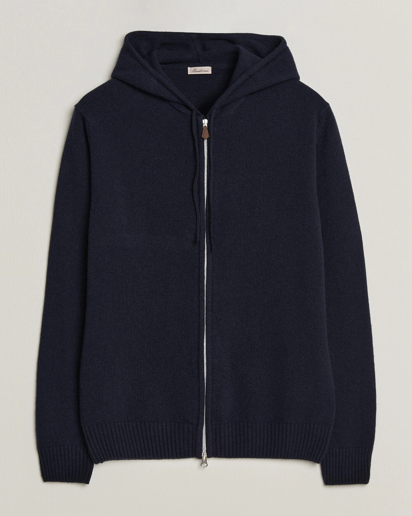 Herr | Tröjor | Stenströms | Brushed Merino Full-Zip Hood Navy