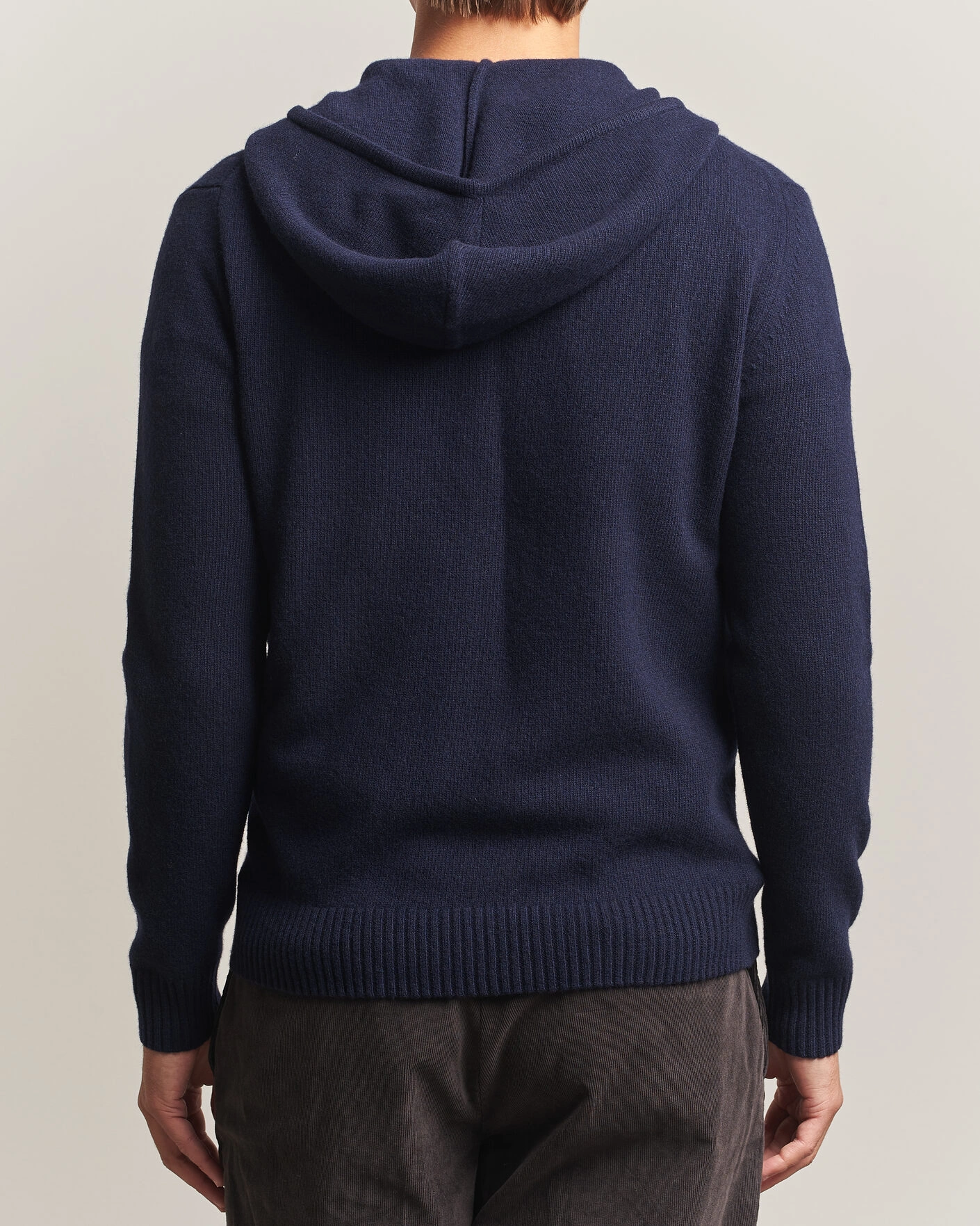 Herr | Tröjor | Stenströms | Brushed Merino Full-Zip Hood Navy