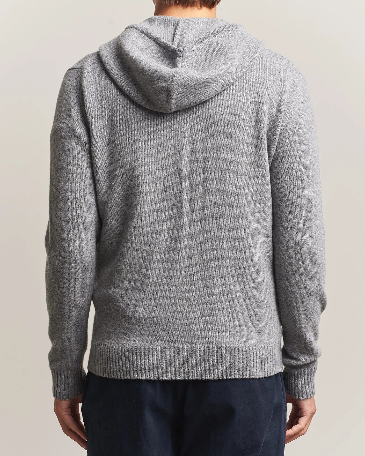 Herr | Tröjor | Stenströms | Brushed Merino Full-Zip Hood Grey