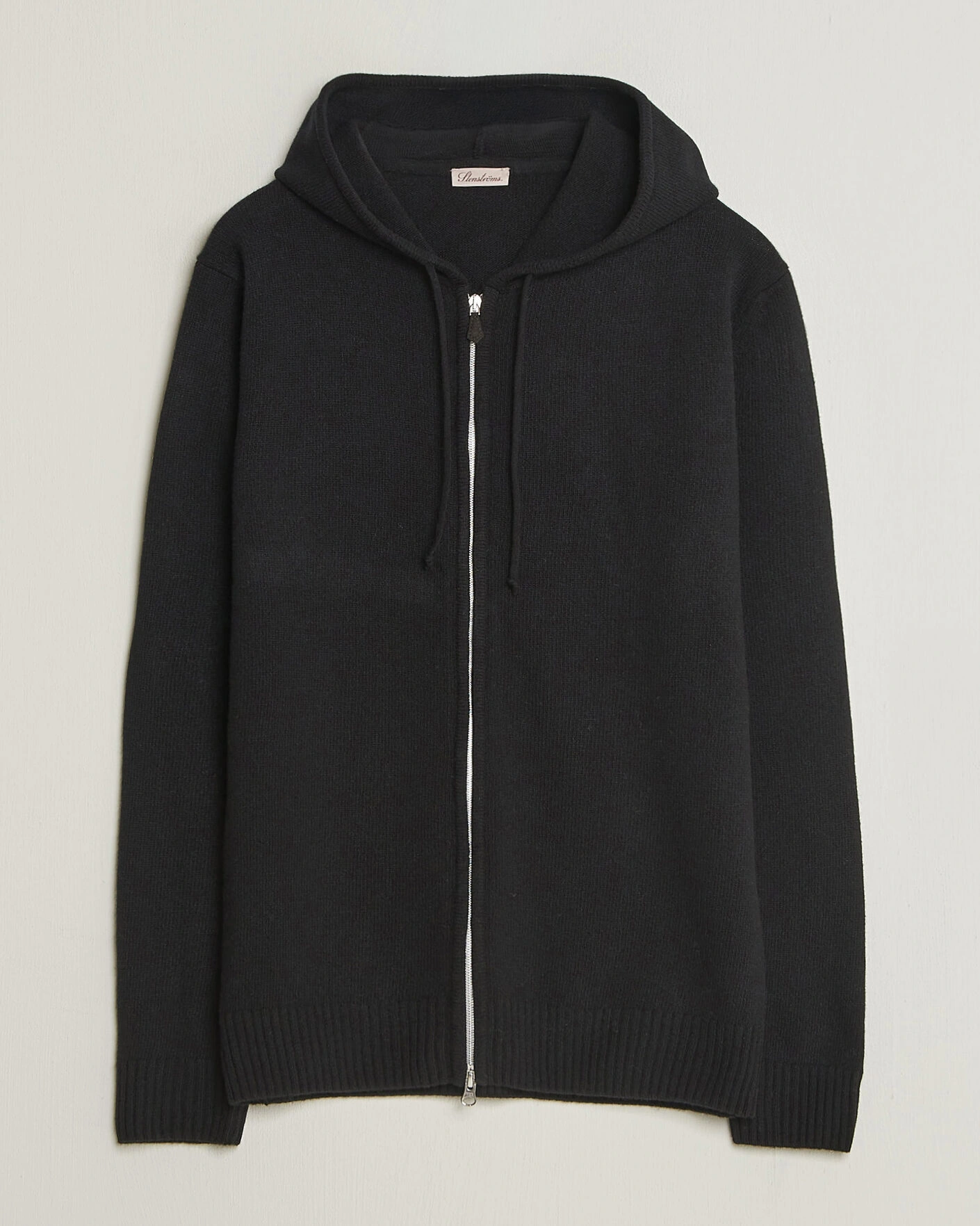 Herr | Tröjor | Stenströms | Brushed Merino Full-Zip Hood Black