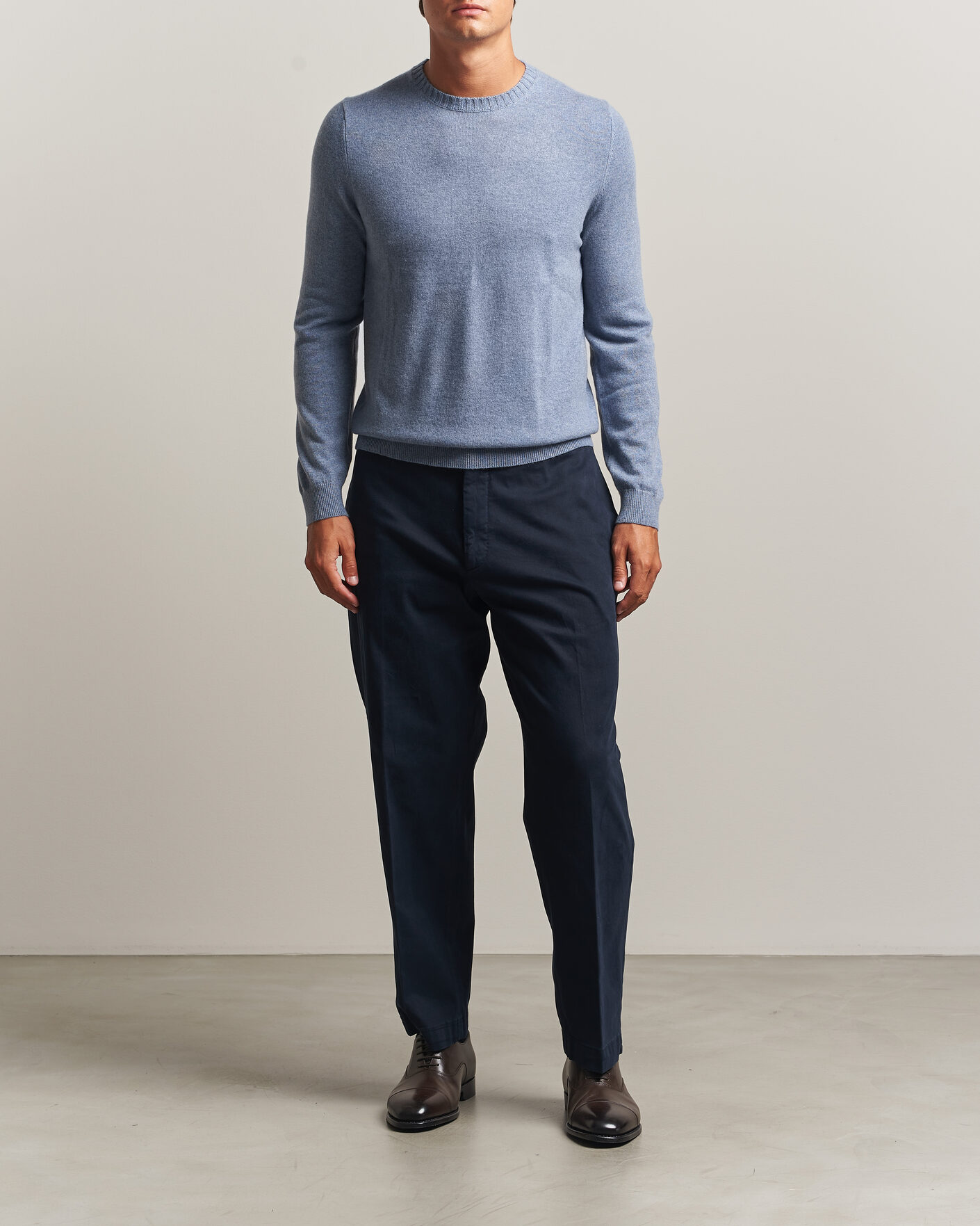 Herr | Tröjor | Stenströms | Cashmere Crewneck Light Blue
