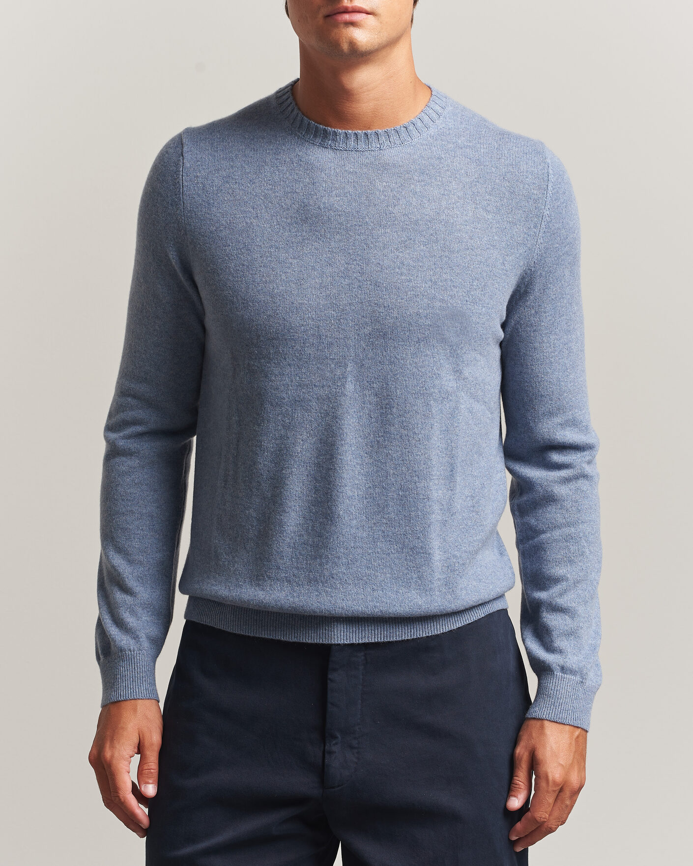 Herr | Tröjor | Stenströms | Cashmere Crewneck Light Blue