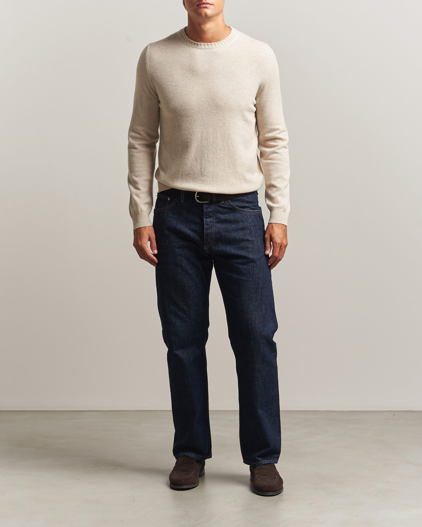 Herr | Tröjor | Stenströms | Cashmere Crewneck Beige