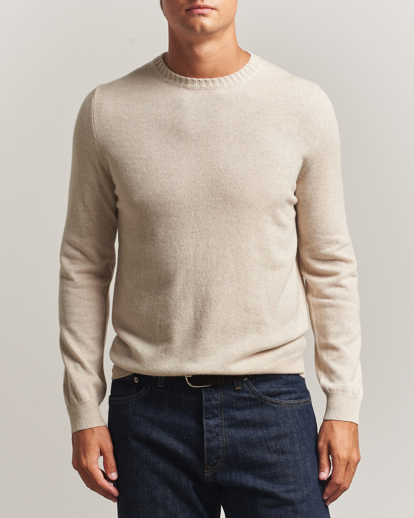 Herr | Tröjor | Stenströms | Cashmere Crewneck Beige