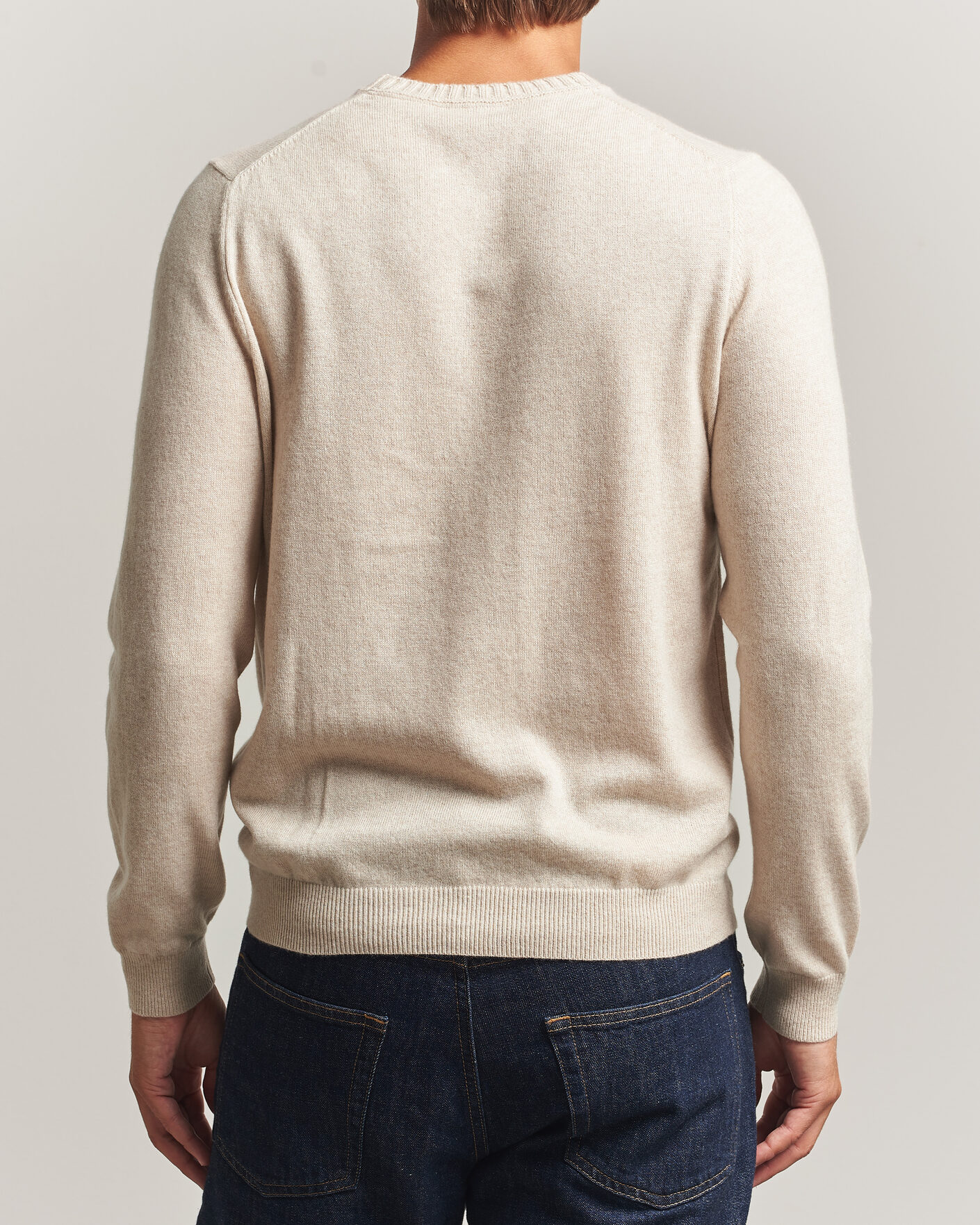 Herr | Tröjor | Stenströms | Cashmere Crewneck Beige