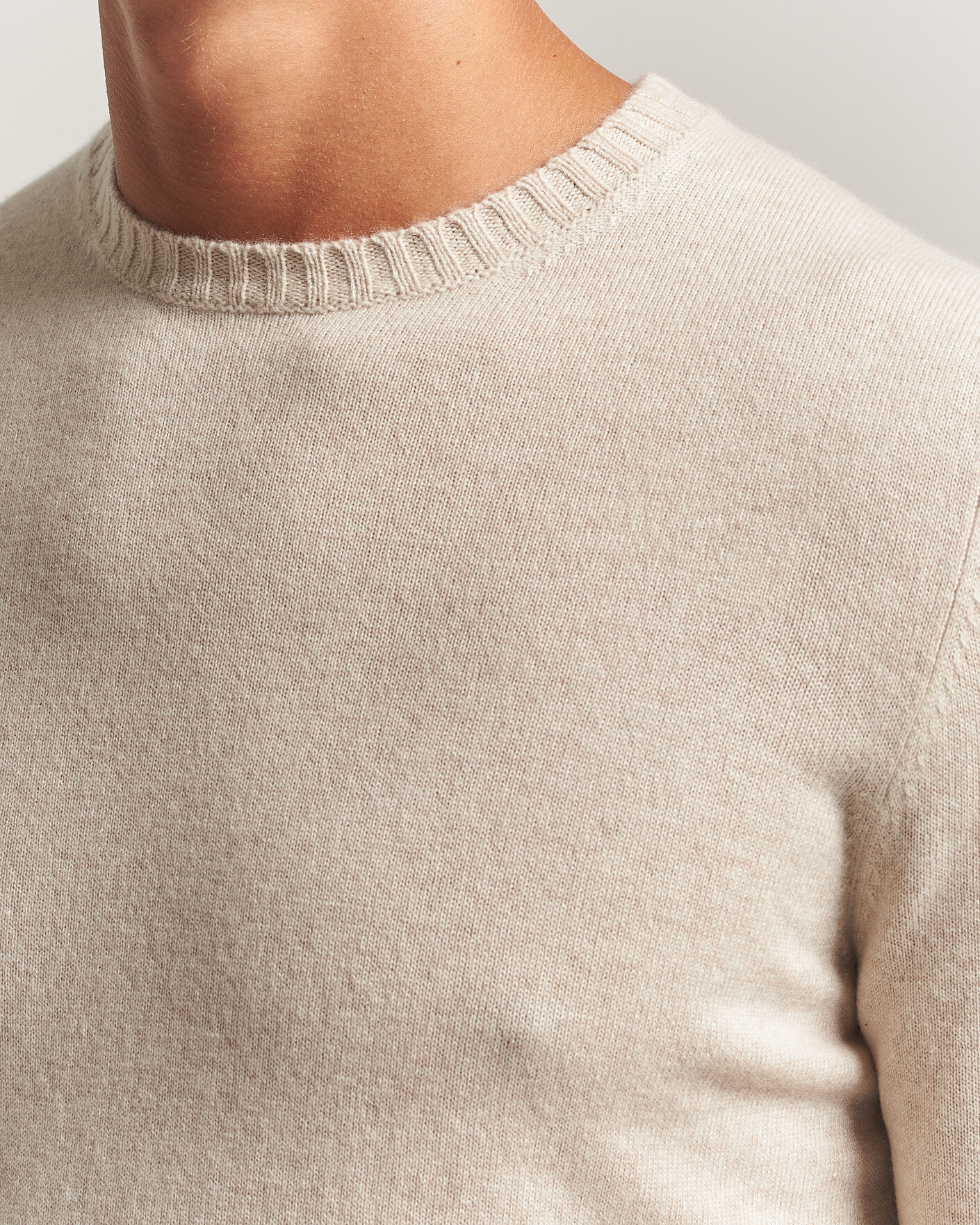 Herr | Tröjor | Stenströms | Cashmere Crewneck Beige